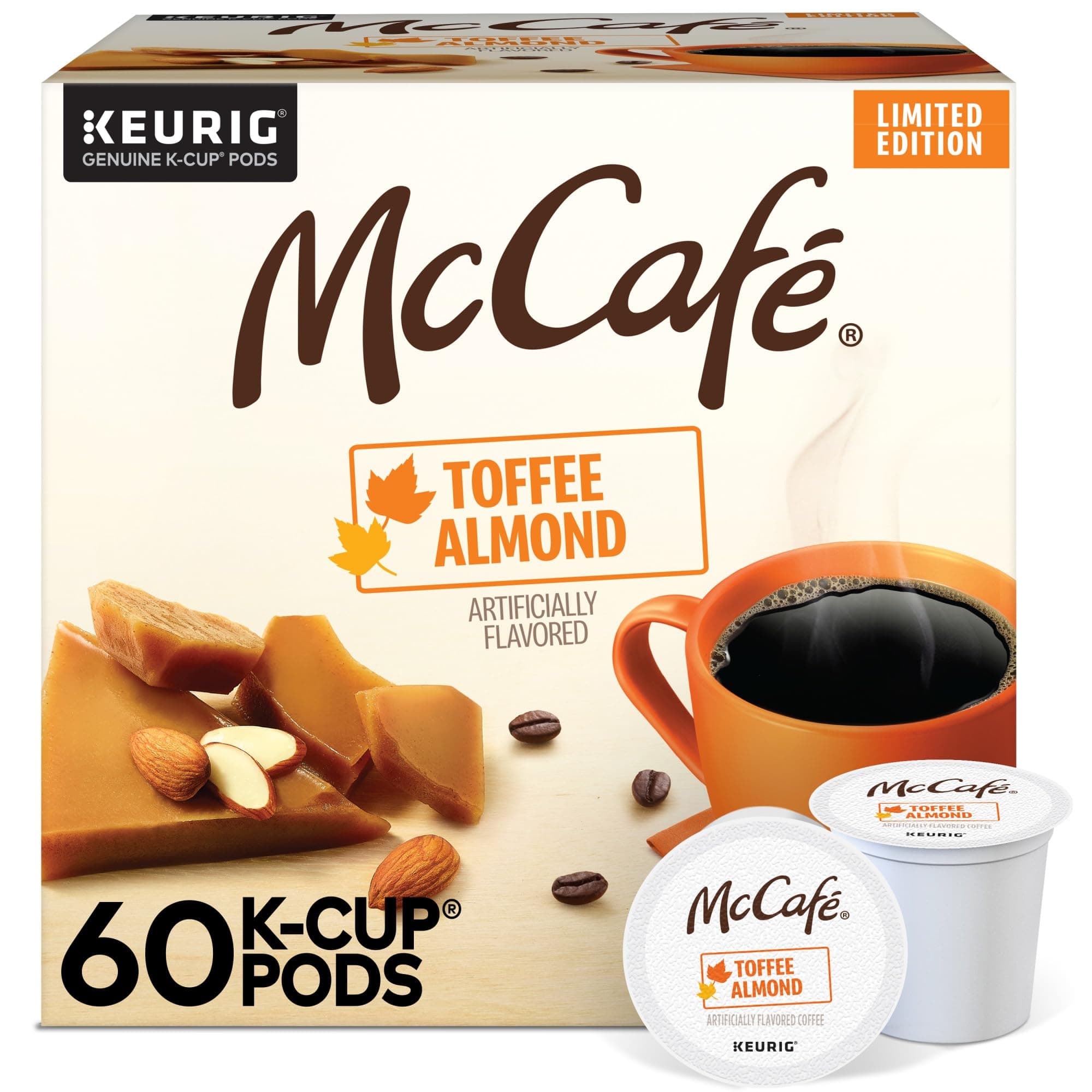 McCafe Toffee Almond Coffee, Keurig Single Serve K-Cup Pods, 60 Count