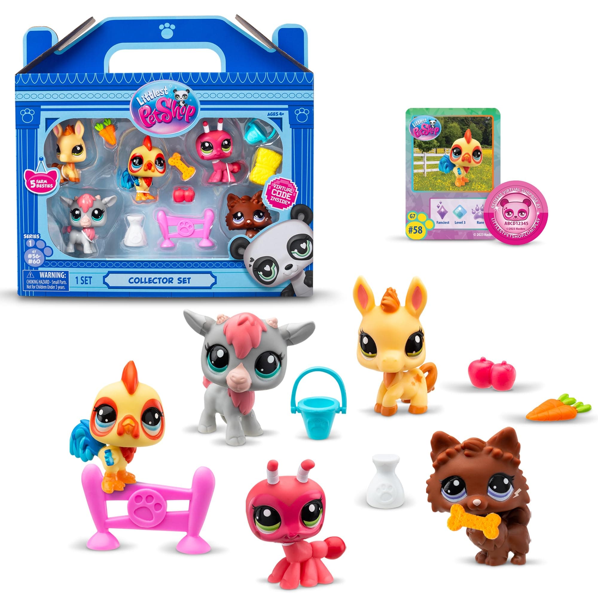 Littlest Pet Shop Farm Besties Collector Set - Gen 7 Bobble Head Pets #56-60, Imagination Toy for Kids 4+