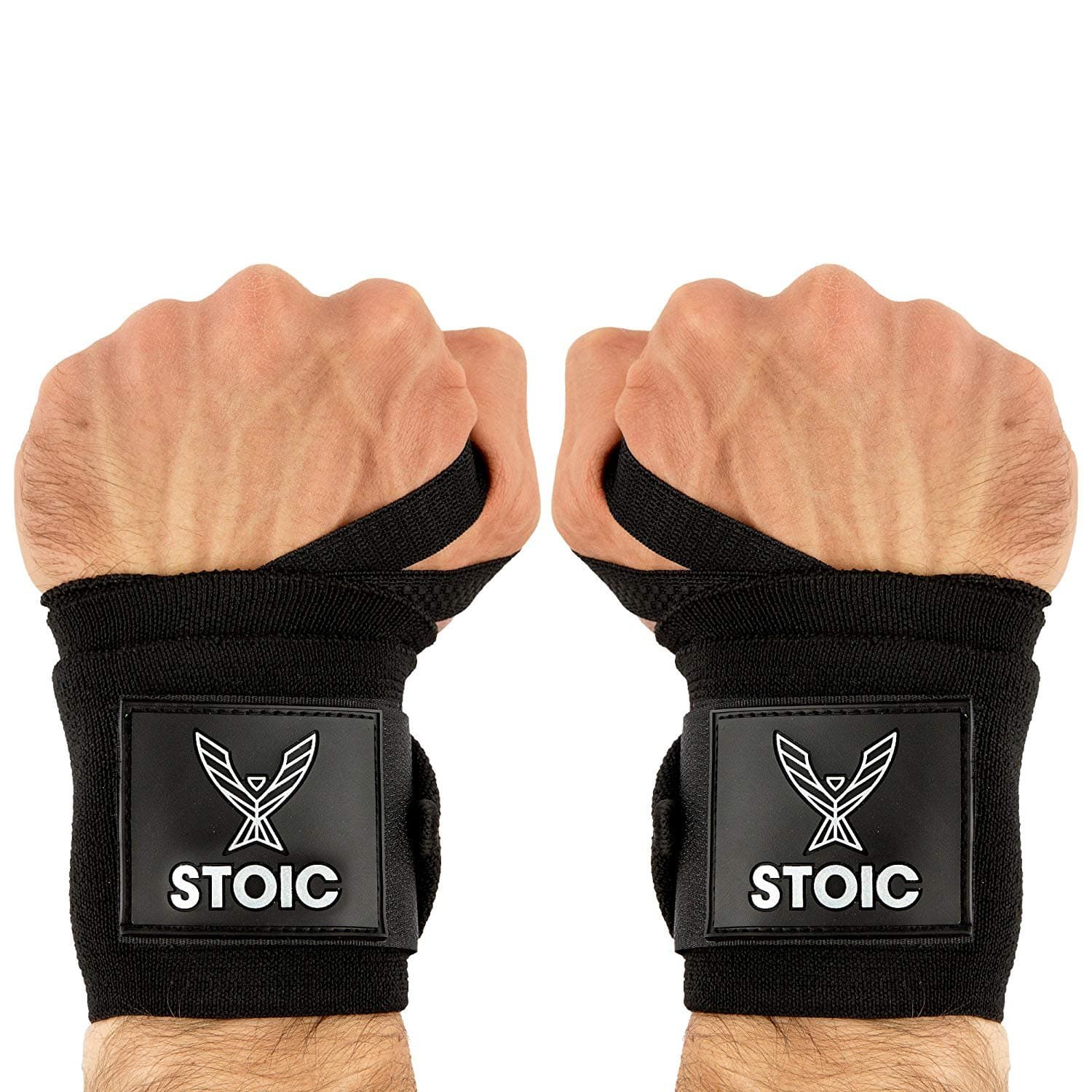 StoicWrist Wraps weightlifting, powerlifting, cross training, bodybuilding with thumb loop. Professional grade for gym workout, men and women weight lifting and strength training
