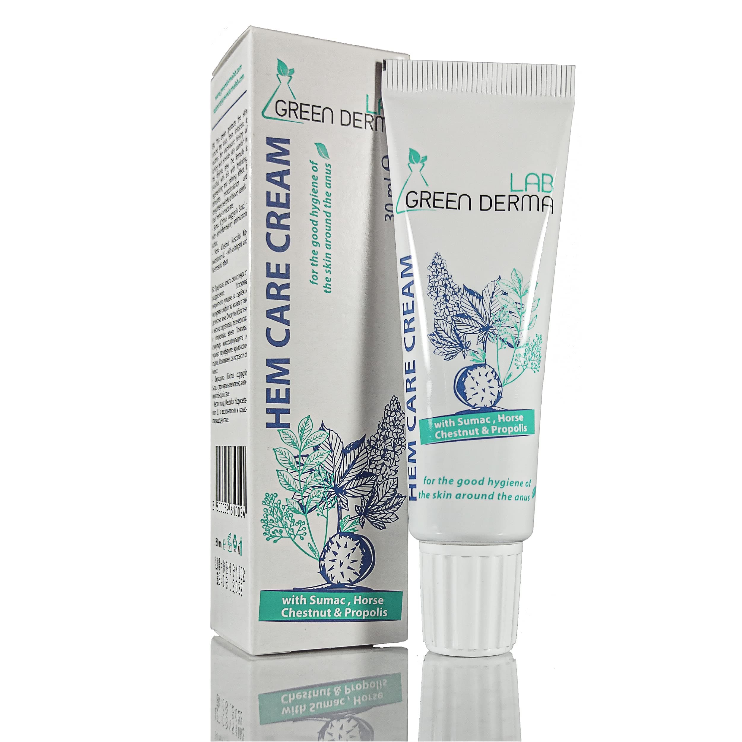 Hem Care Cream Pain & Itch Relief Haemorrhoid Treatment – Cystitis Ointment & Healing Balm – Stop Pain and Soothe with Sumac & Horse Chestnut by Green Derma Lab, 30 ml