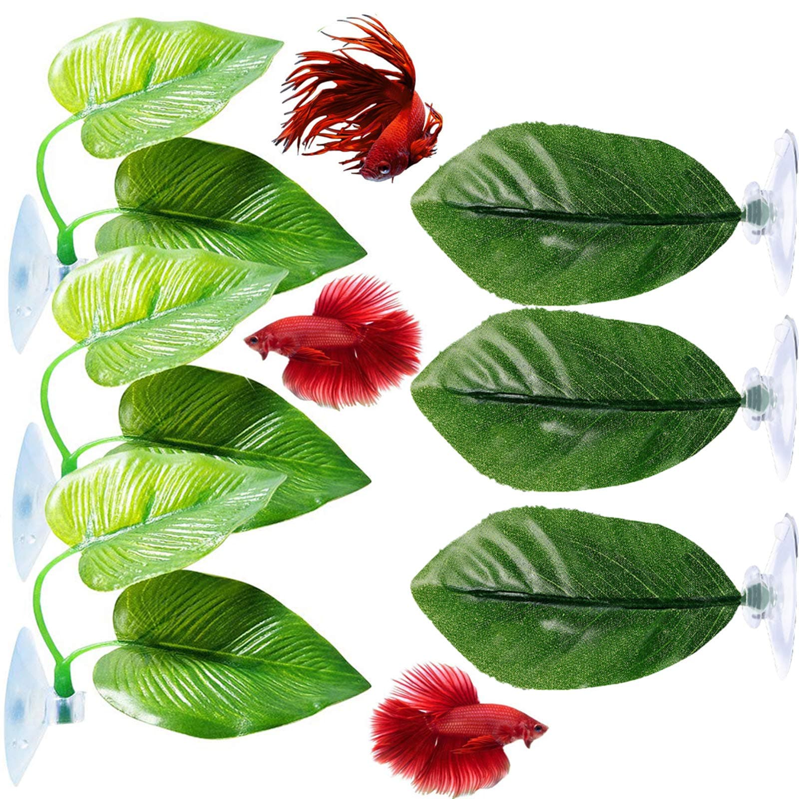6 Pieces Betta Bed Leaf Hammock for Betta Fish, Lightweight and Realistic Resting Spot, No BPA, Practical, Comfortable and Safe（ Double Leaf Design, one Leaves ）