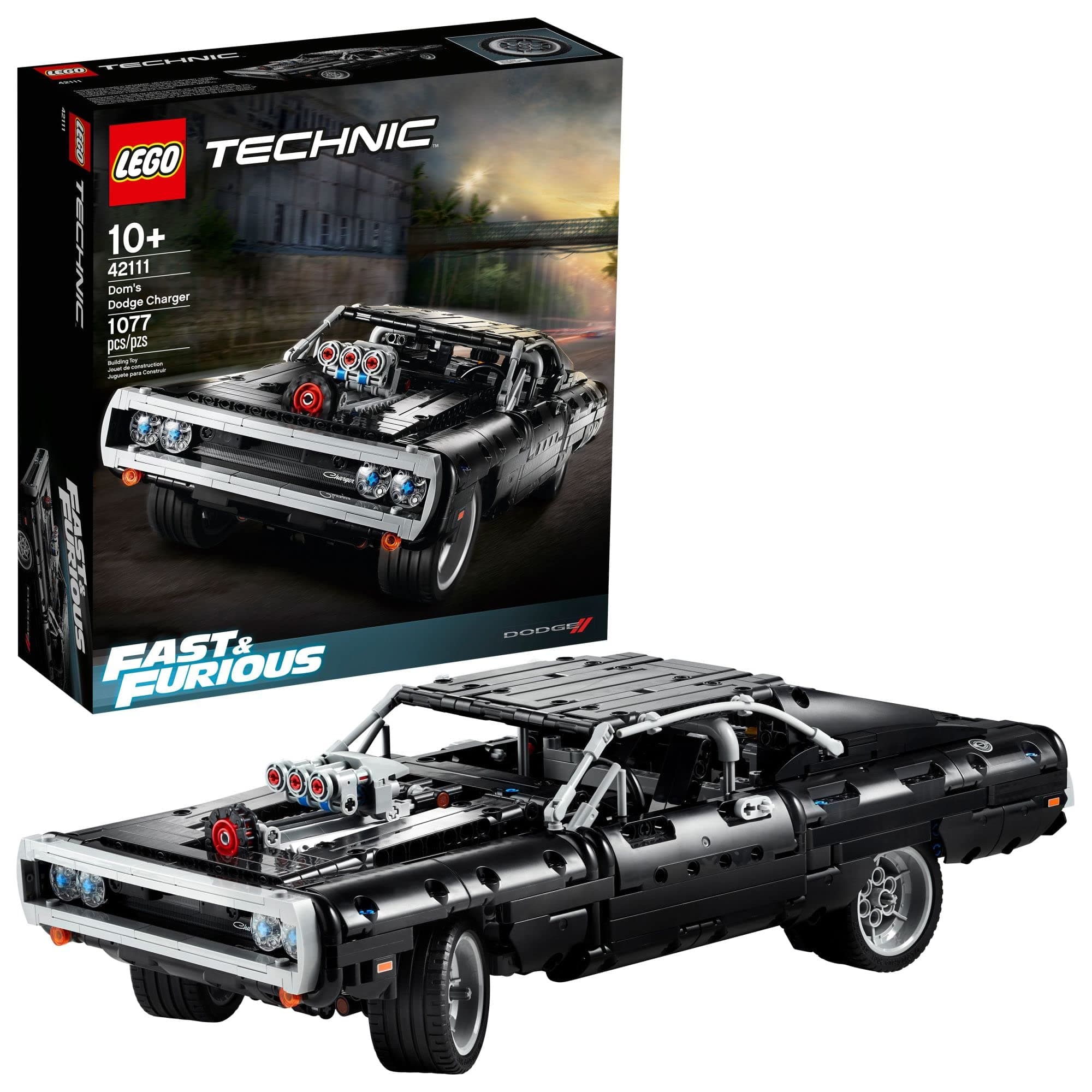 Technic Fast & Furious Dom's Dodge Charger 42111 Building Toy - Racing Car Model Building Kit, Iconic Movie Inspired Collector's Set, Gift Idea for Kids, Teens, and Adults Ages 10+