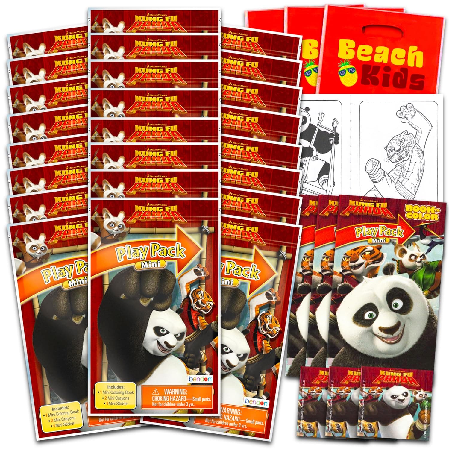 Dreamworks Kung Fu Panda Mini Party Favors Set - Bundle with 24 Kung Fu Panda Play Packs with Coloring Pages, Stickers, More | Kung Fu Panda Party Supplies