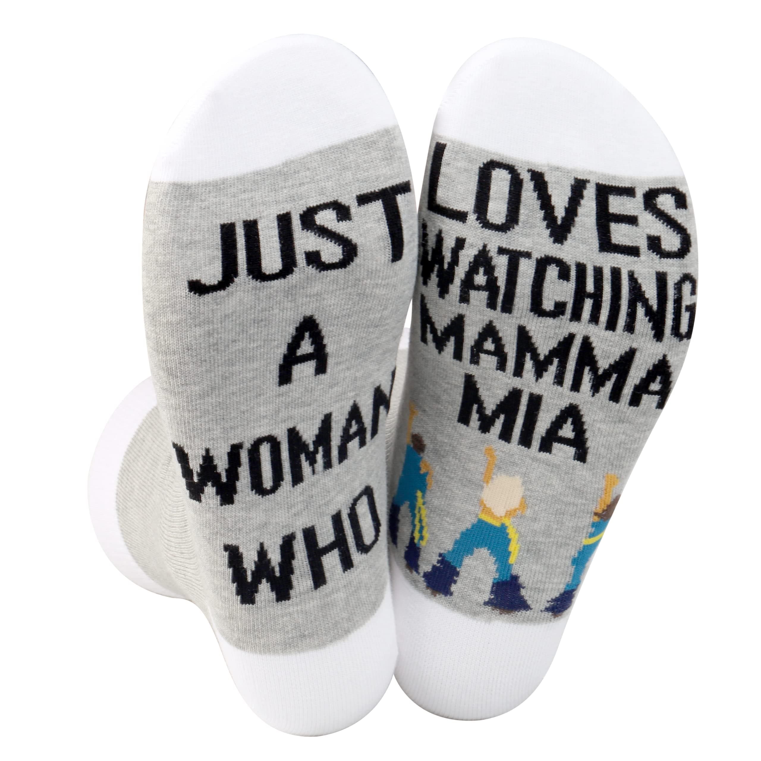 LEVLO2 Pairs Mamma Musical Comedy Socks Mamma Fans Gift Just A Woman Man Who Loves Watching Mamma Novelty Socks