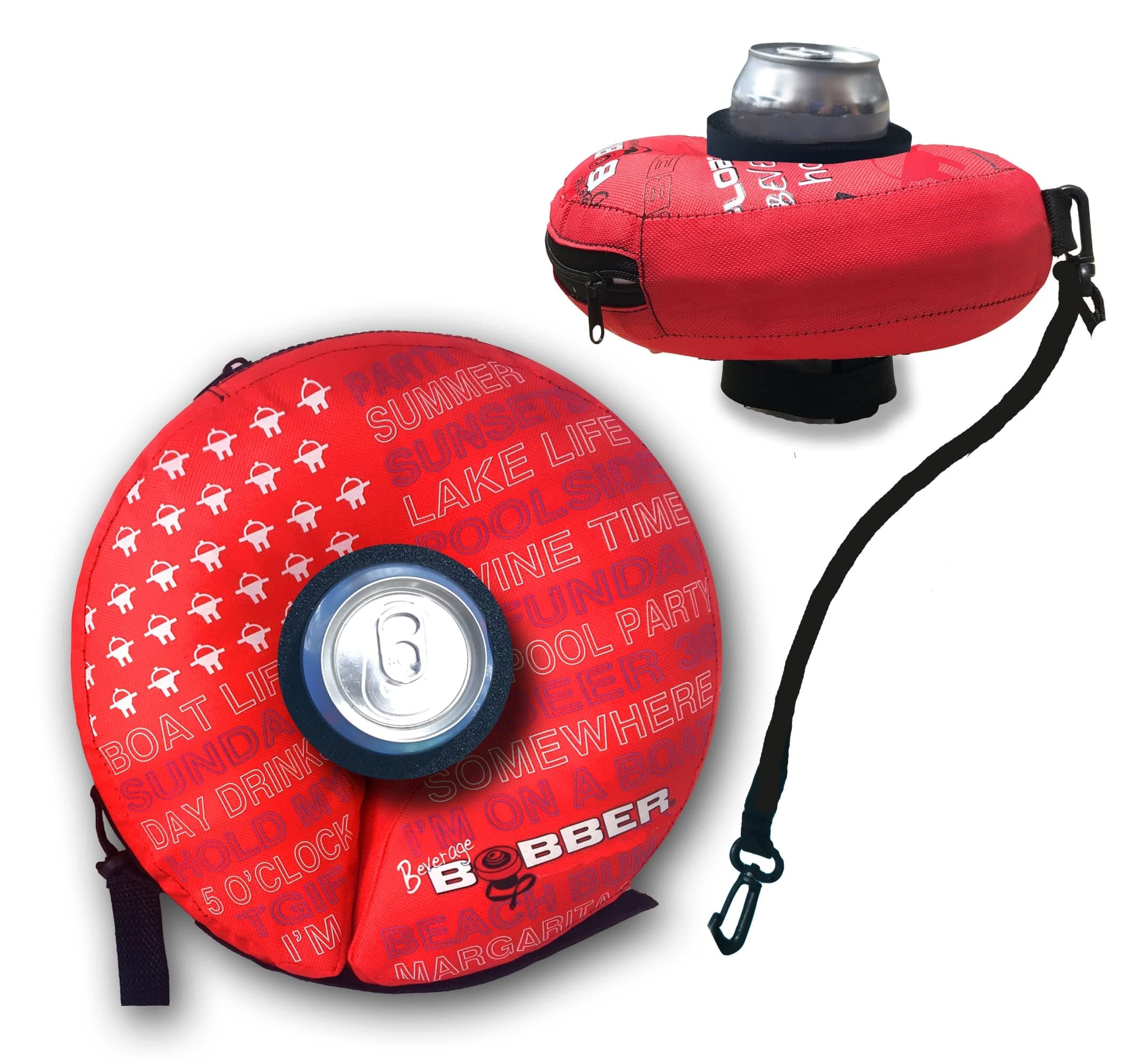 Inflatable Floating Drink Holder for Pool - Drink Float bar floaties for Adults to Hold Beer Can, Cup or Wine Bottle in Hot Tub, Swimming Pool, Lake or Boat - Red Small