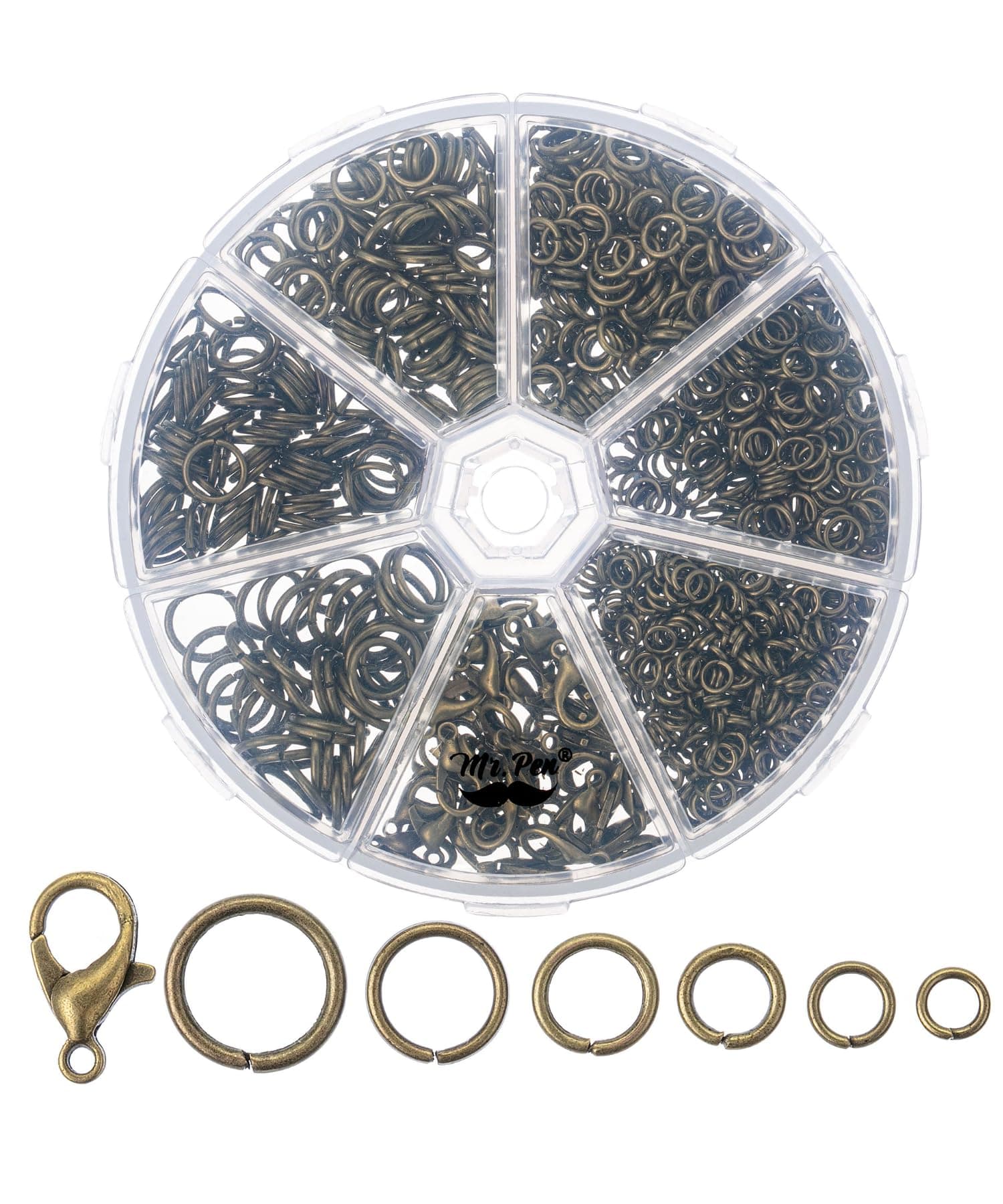 Mr. Pen- Open Jump Rings, Bronze, 1014 pcs, 6 Sizes Open Jump Rings for Jewelry Making, Silver Jump Rings and Lobster Clasps, Jewelry Jump Rings Silver, O Rings for Jewelry Making