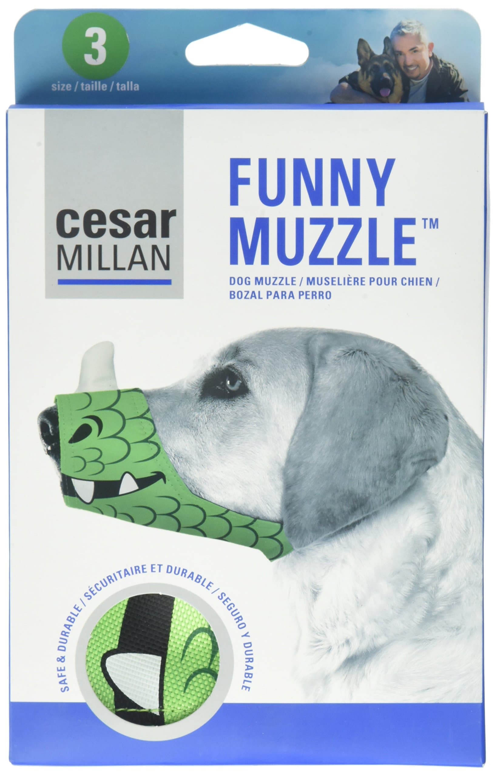 Cesar Millan Funny Muzzle, Dragon, Size 3, Green