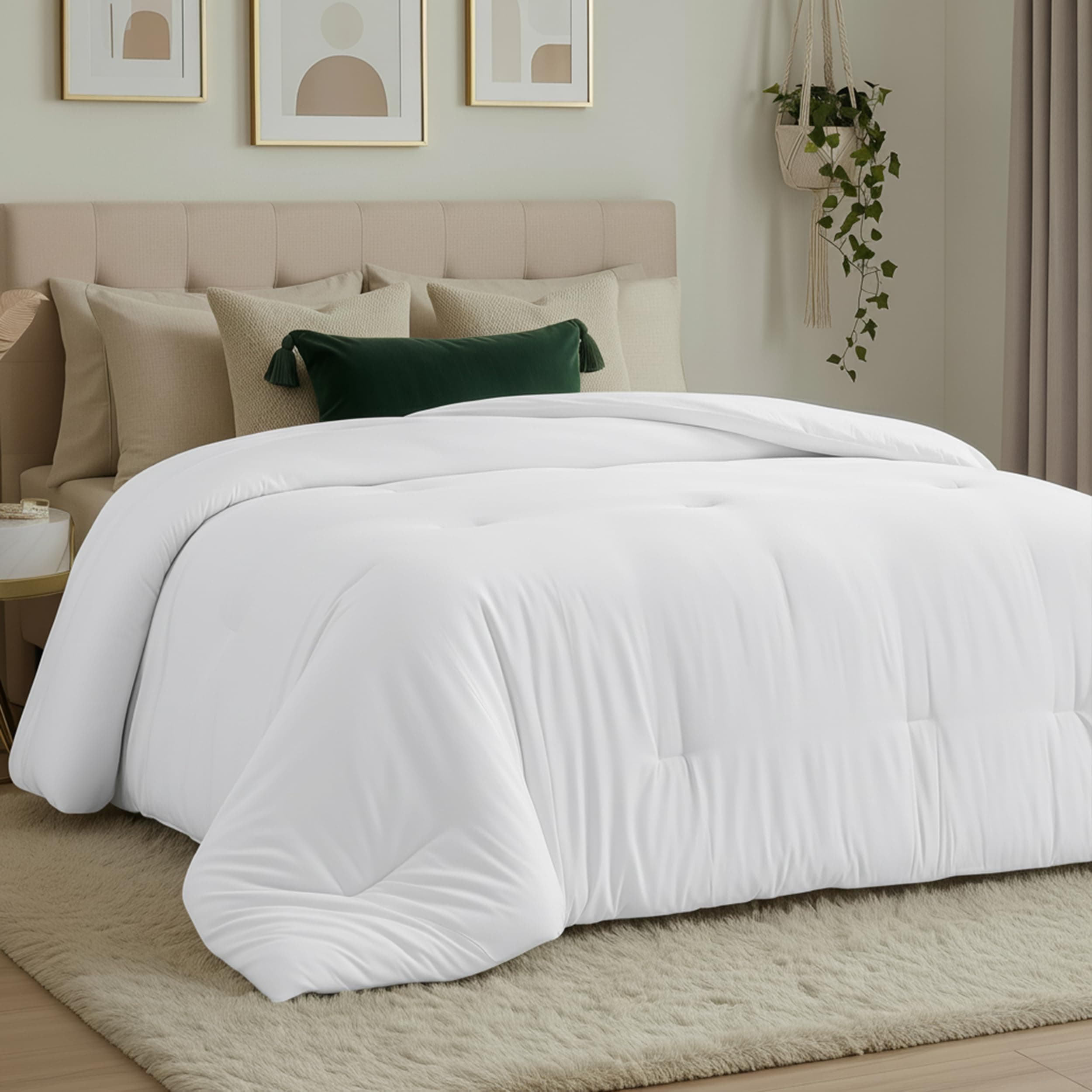 Utopia Bedding All Season Comforter - 250 GSM Plush Microfiber Fill - Quilted Duvet Insert with Corner Tabs - Box Border Comforter - Twin/Twin XL - White