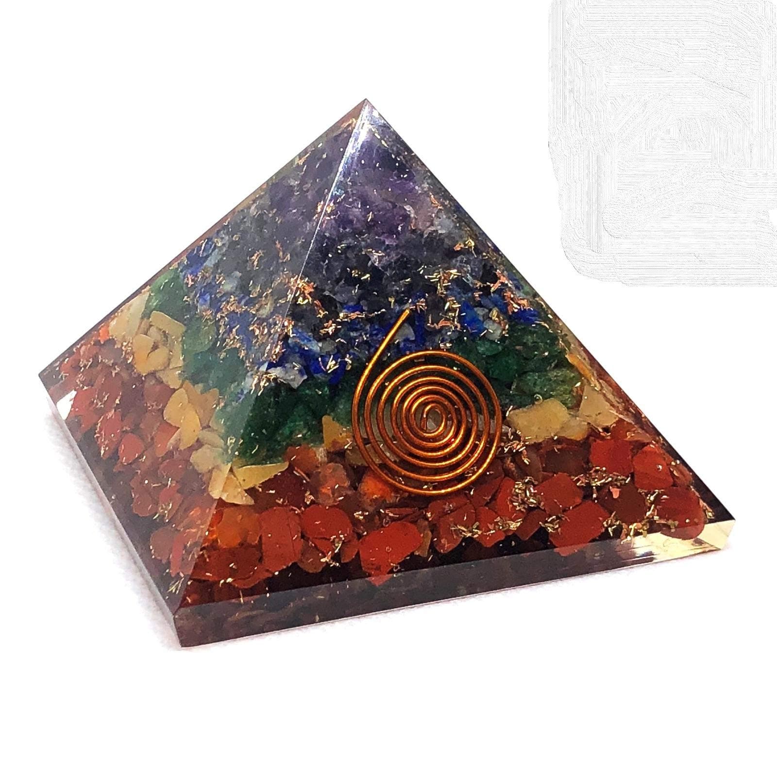 Pachamama Essentials7 Chakra Gemstone Energy Generator Orgone Pyramid for Emf Protection & Healing- Meditation orgonite Pyramids/Crystal Chakra. Charged Gemstone Orgone Pyramid