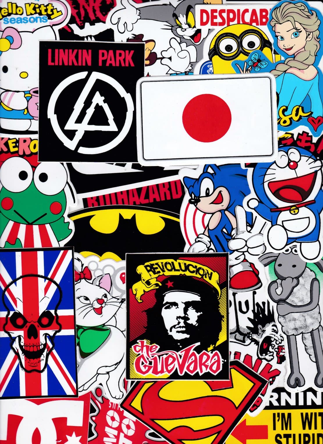 [110x Random] Over 100.000 different Vinyl Stickers : Music Game Sports Skate Brand Logo Soccer Movie Animation Cartoon Art Sign etc