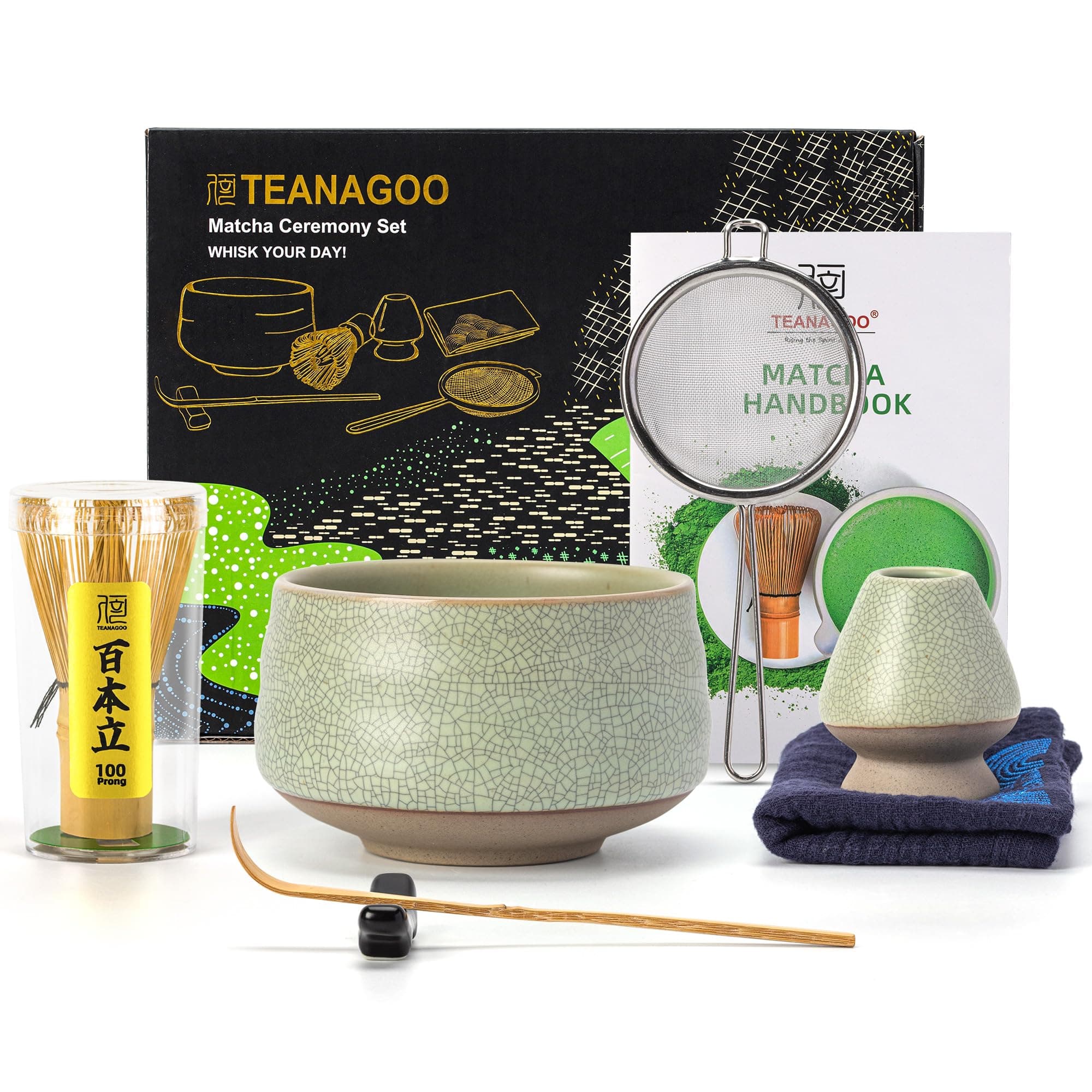 TEANAGOO Japanese Tea Set, Matcha Whisk Set, Matcha Bowl Bamboo Matcha Whisk (Chashaku), Scoop, Matcha Whisk Holder, Tea Making Kit N6, Matcha Green Tea Powder Kit Matcha Tea Kit