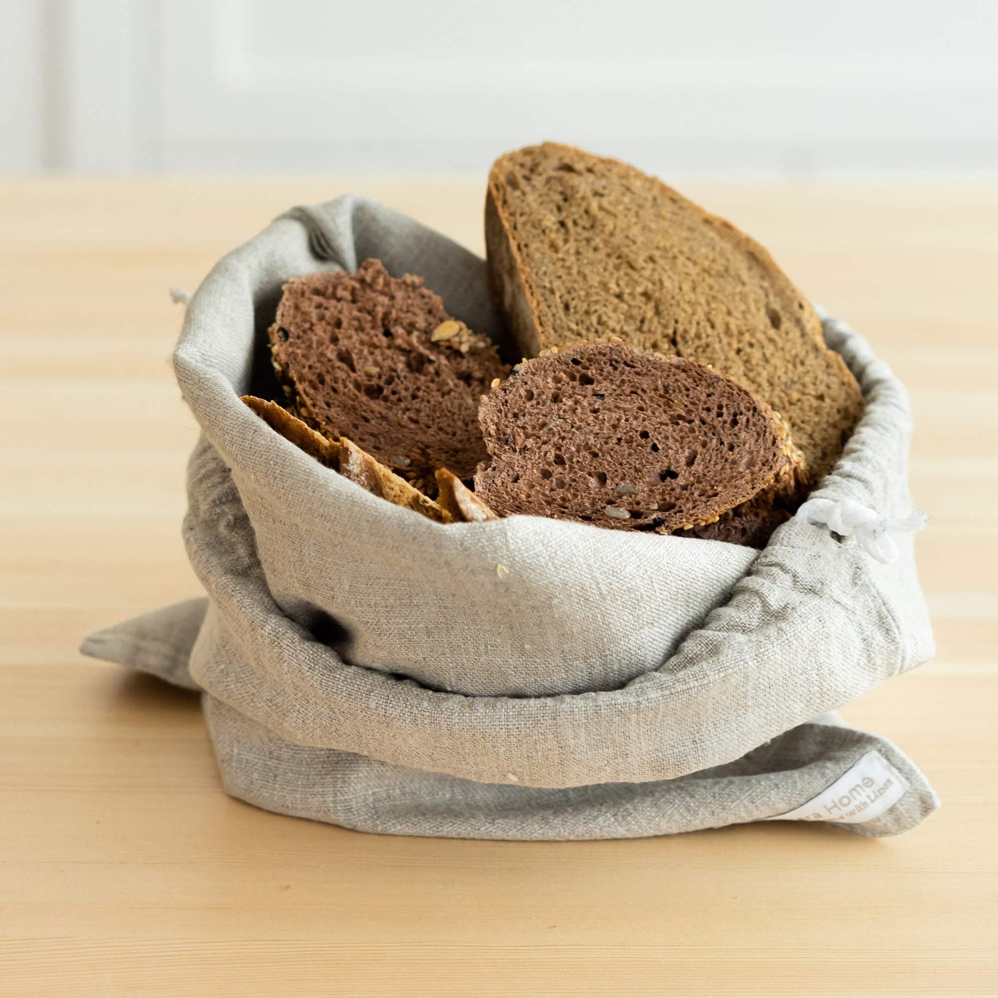 Bio Linen Bread Bag - Сloth bread bag - Bread Bags for Homemade Bread - Bread Storage Bag - Natural Brown (12 x 16 inch)