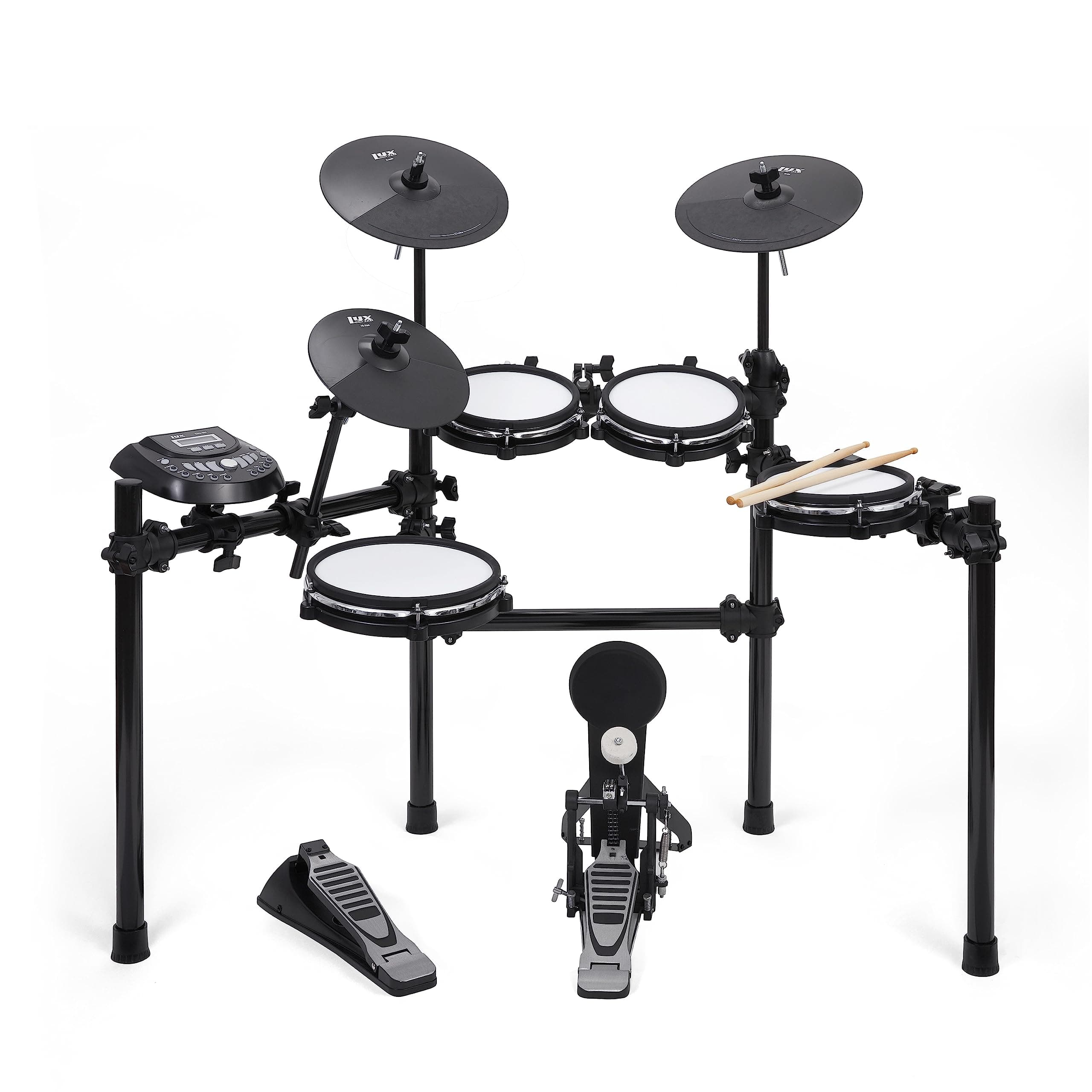 8-Piece Electronic Drum Kit, Professional Drum Set with Real Mesh Fabric, 448 Preloaded Sounds, 70 Songs, 15-Song Recording Capacity, Choke,Rim,Edge Capability & Kick Pad, Drum Sticks Included
