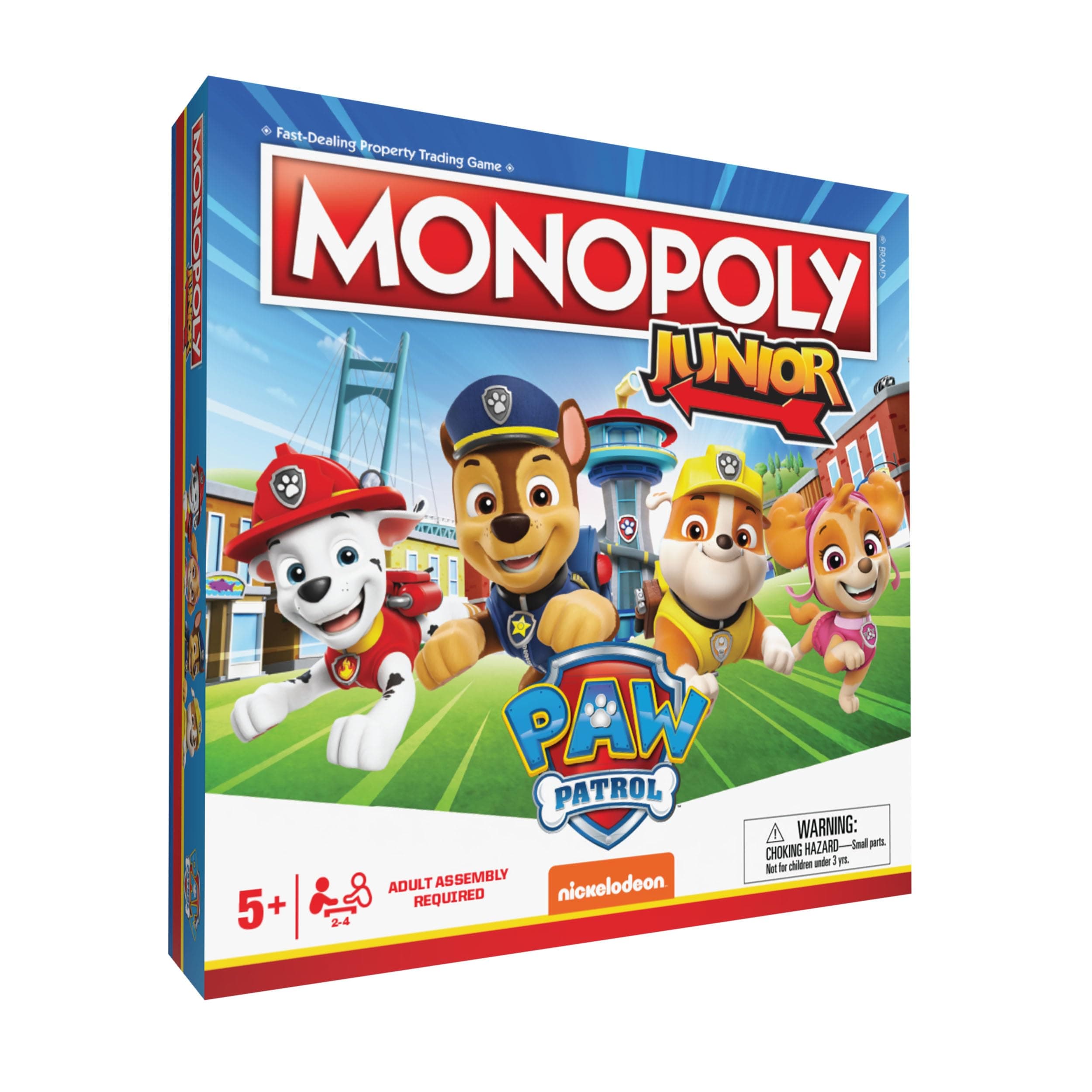 Monopoly JR PAW Patrol Board Game | Featuring Chase, Marshall, Skye, and Rubble | Officially Licensed Nickelodeon PAW Patrol Game | Family-Friendly Children's Monopoly Game | Ages 5 & Up