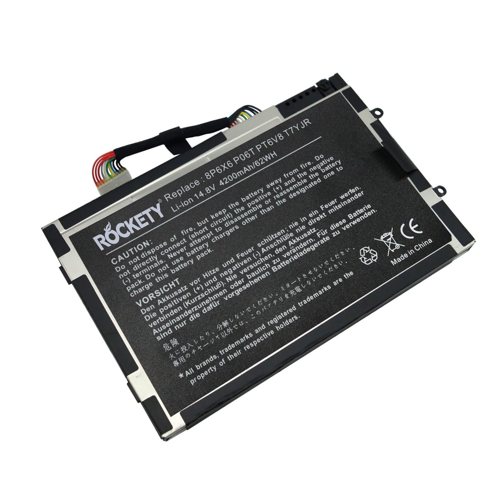 ROCKETY New M11X Replacement Battery for M11xR1 M11xR2 M11xR3 M14x M14xR1 M14xR2 Series,Compatible P/N.: PT6V8 8P6X6 08P6X6 KR-08P6X6 T7YJR P06T - [14.8V 4200mAh/62WH, 8 Cell]