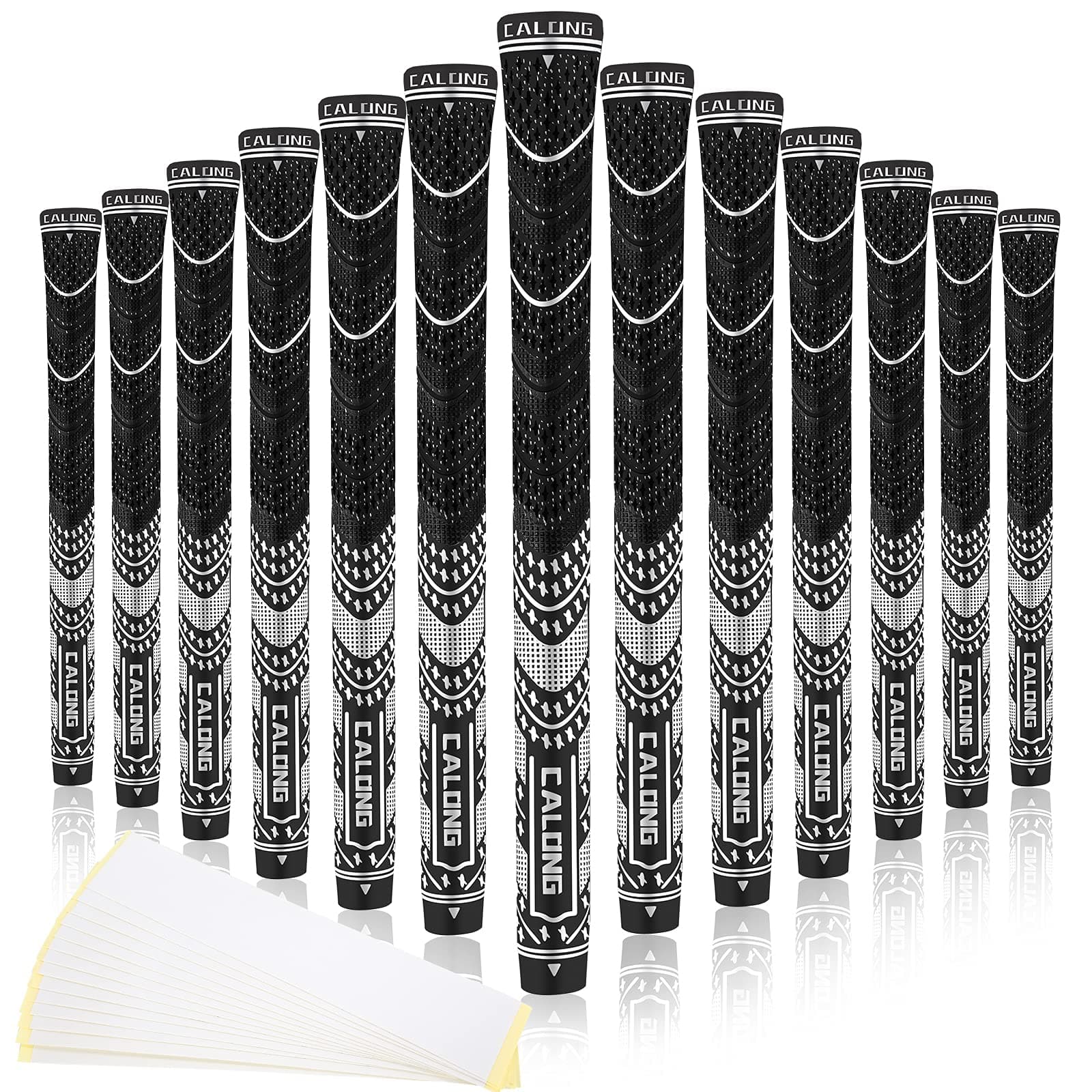 CALONG Golf Grips,Standard/Midsize,Multi Compound 13 Grips with 15 Free Tapes,All Weather Cord Rubber Golf Club Grips,4 Colors Optional