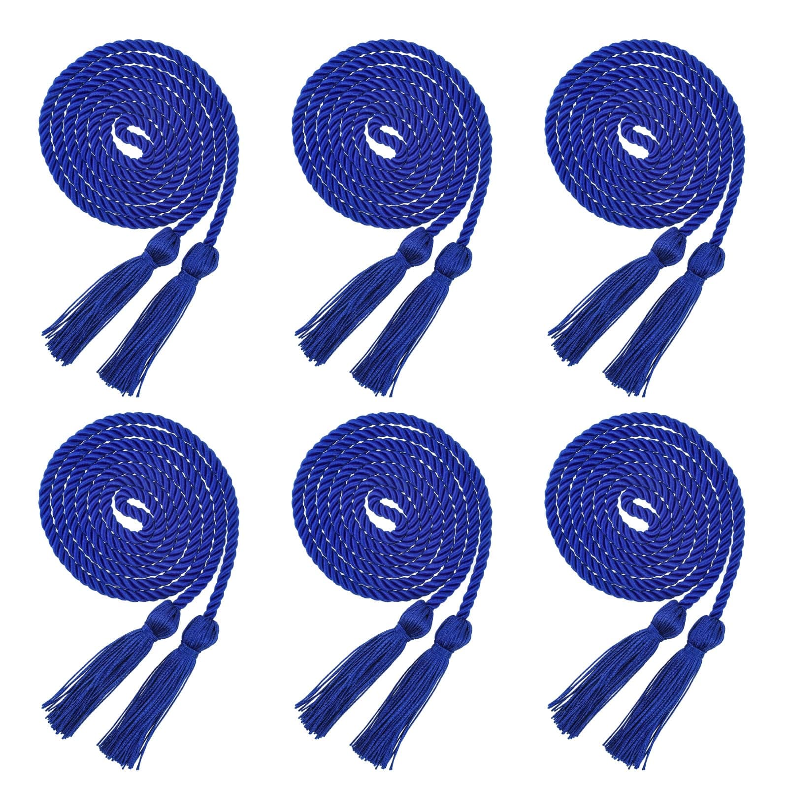 HOVEOX6 Pieces Graduation Cords Tassels Cord Honor Cords with Tassel Graduation Honor Cords for Graduation Students (Blue, 6)