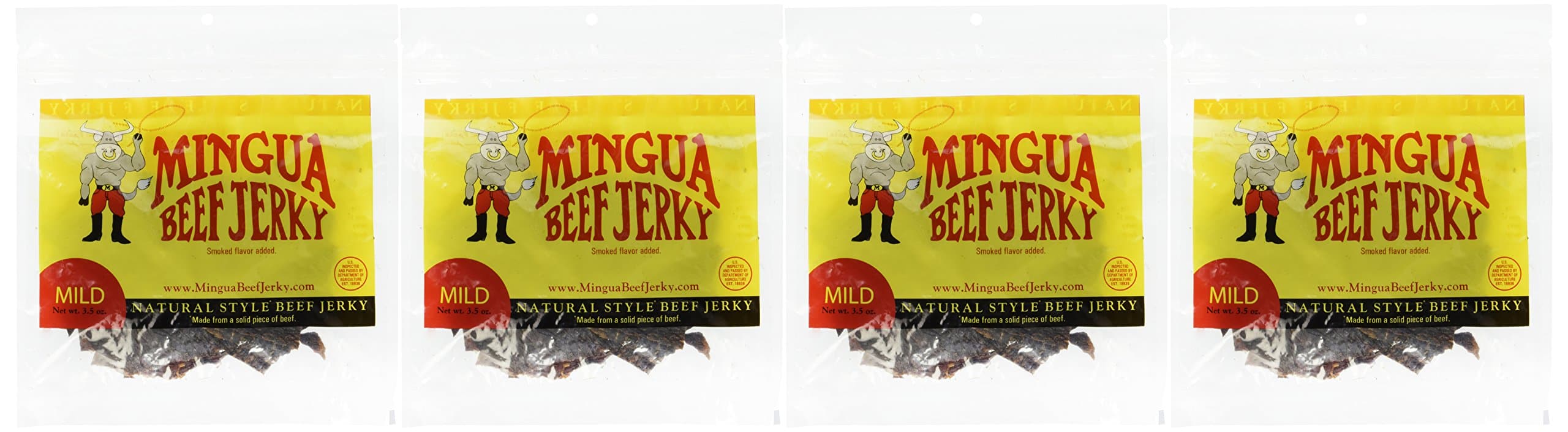 Mingua Mild Beef Jerky 4 Pack (4-3.5oz Packages * 14oz total)