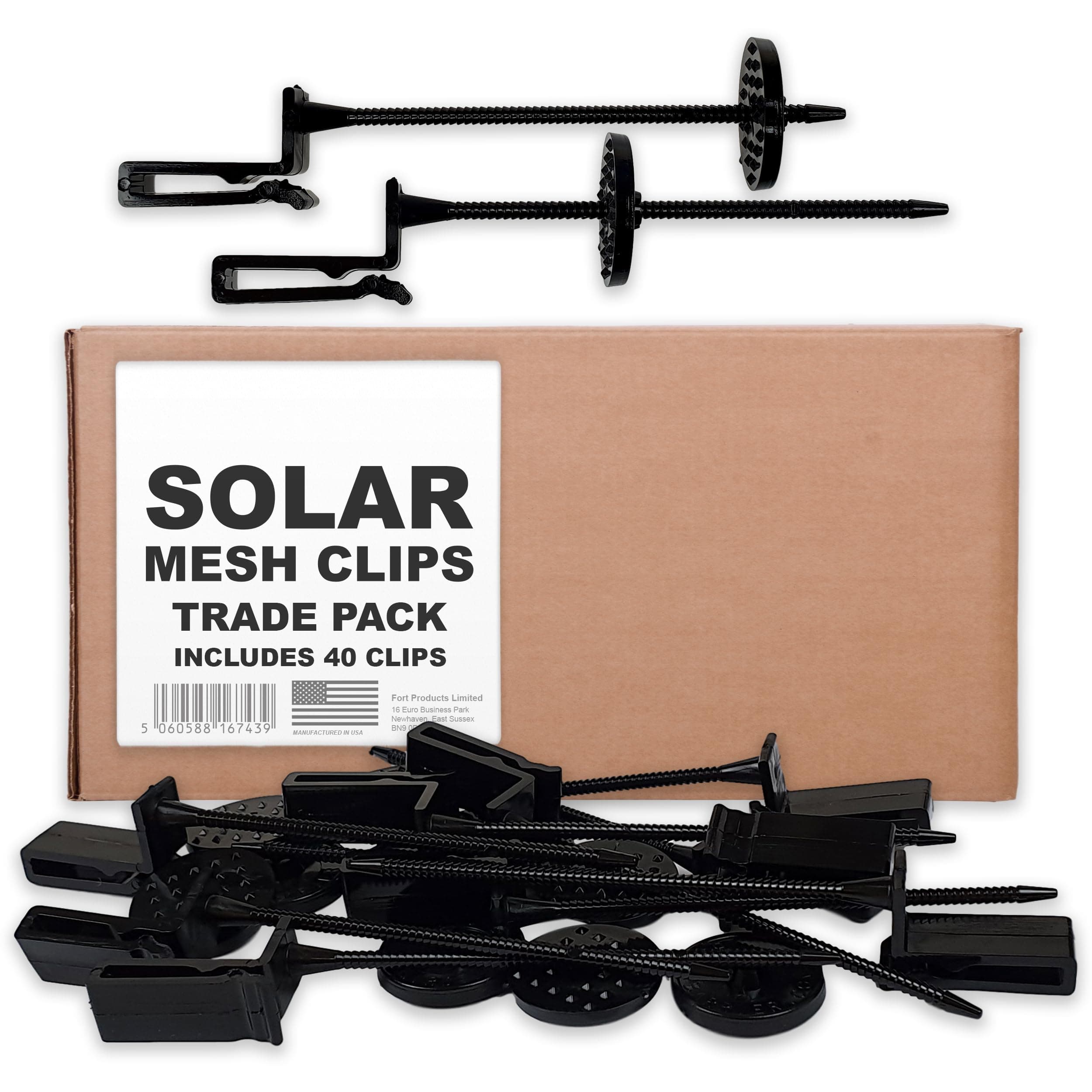 Birdgo Solar Panel Roof Mesh Fixing Clips - No Drill Installation of Bird Proofing Mesh to Stop Pigeon Bird Access (Nylon, Pack of 40)