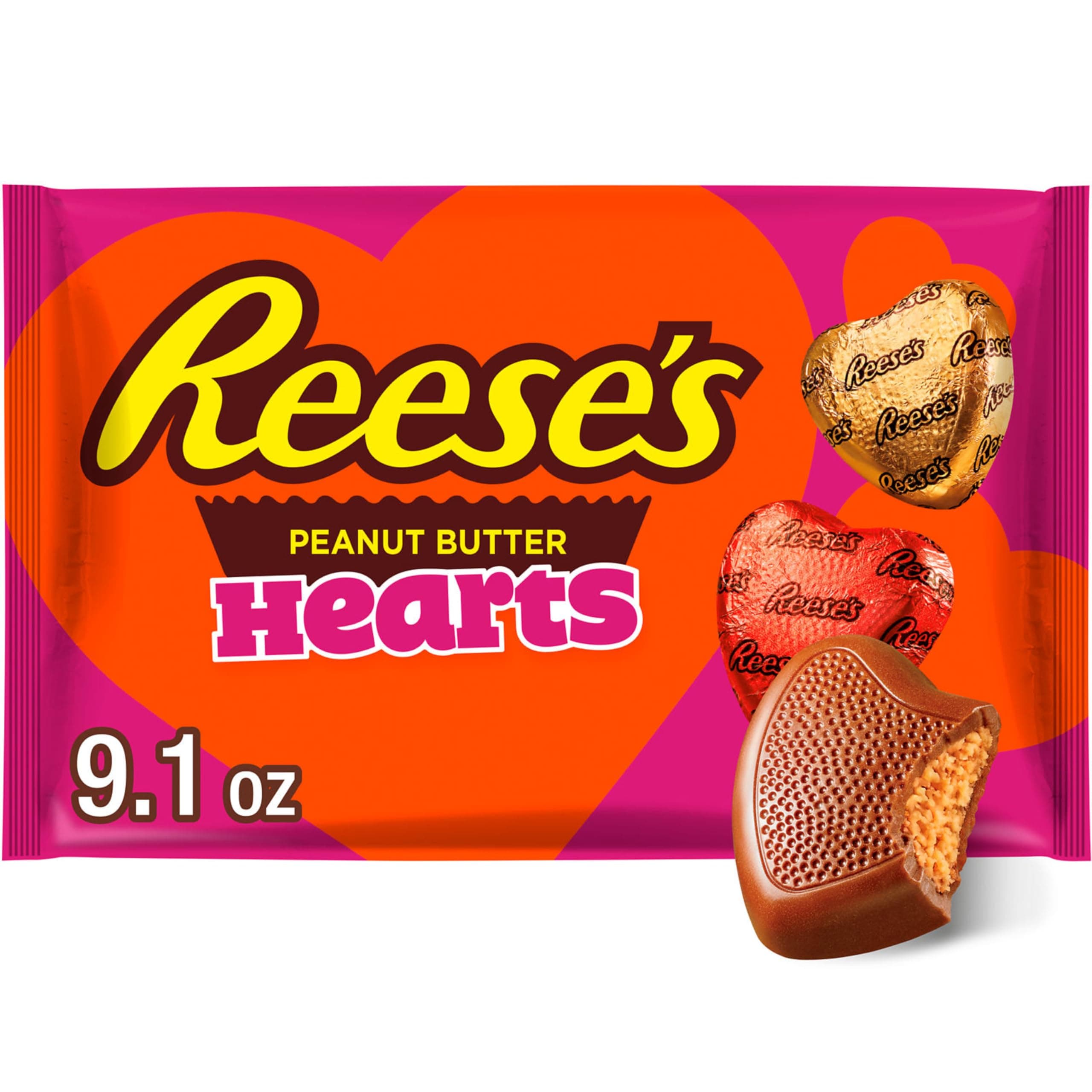 Chocolate Peanut Butter Creme Hearts, Valentine's Candy Bag, 9.1 oz