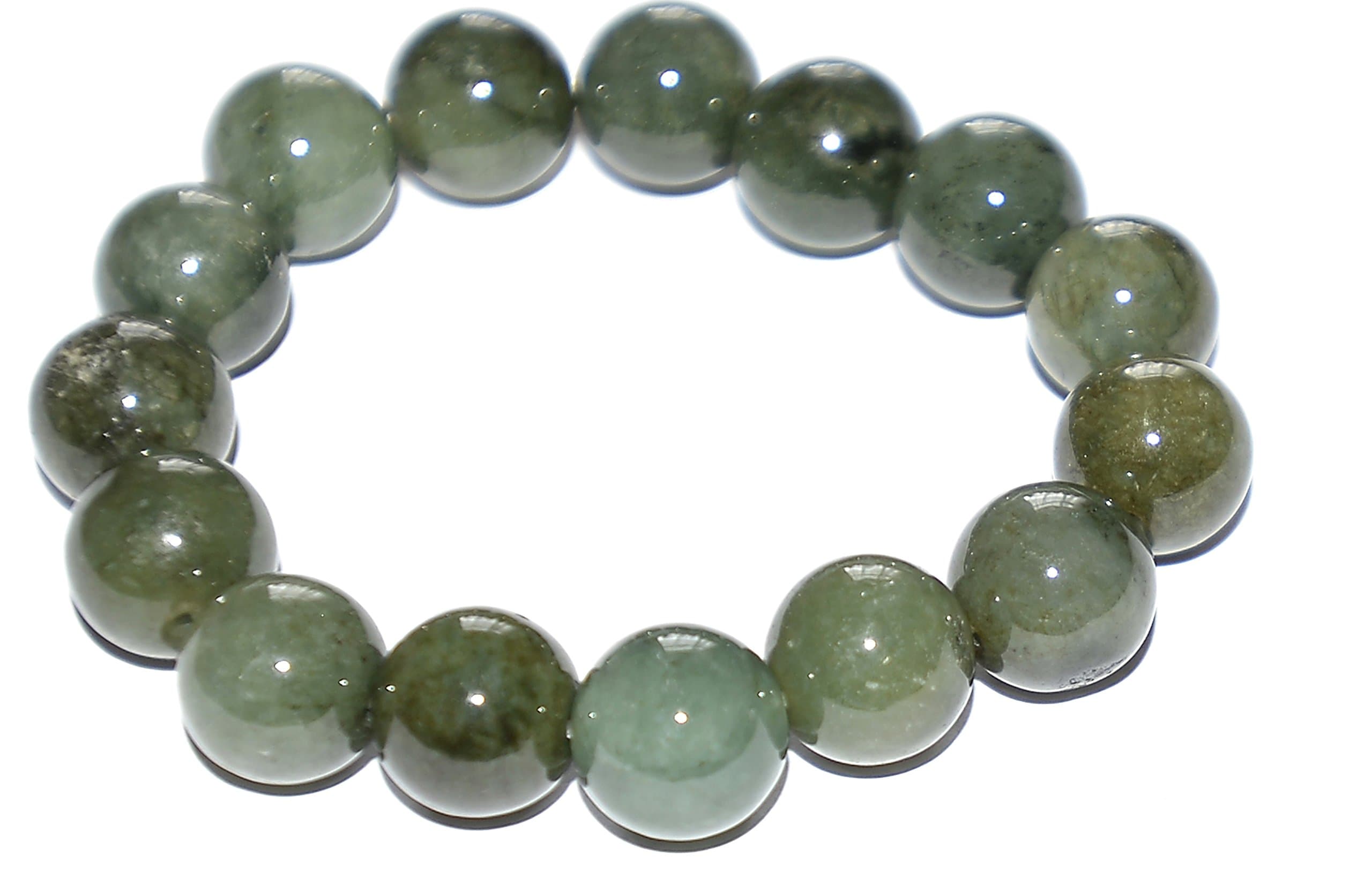 Chinese Feng Shui Spiritual Misty Green Jade Bead Bracelet For Fertility,Life And Good Health