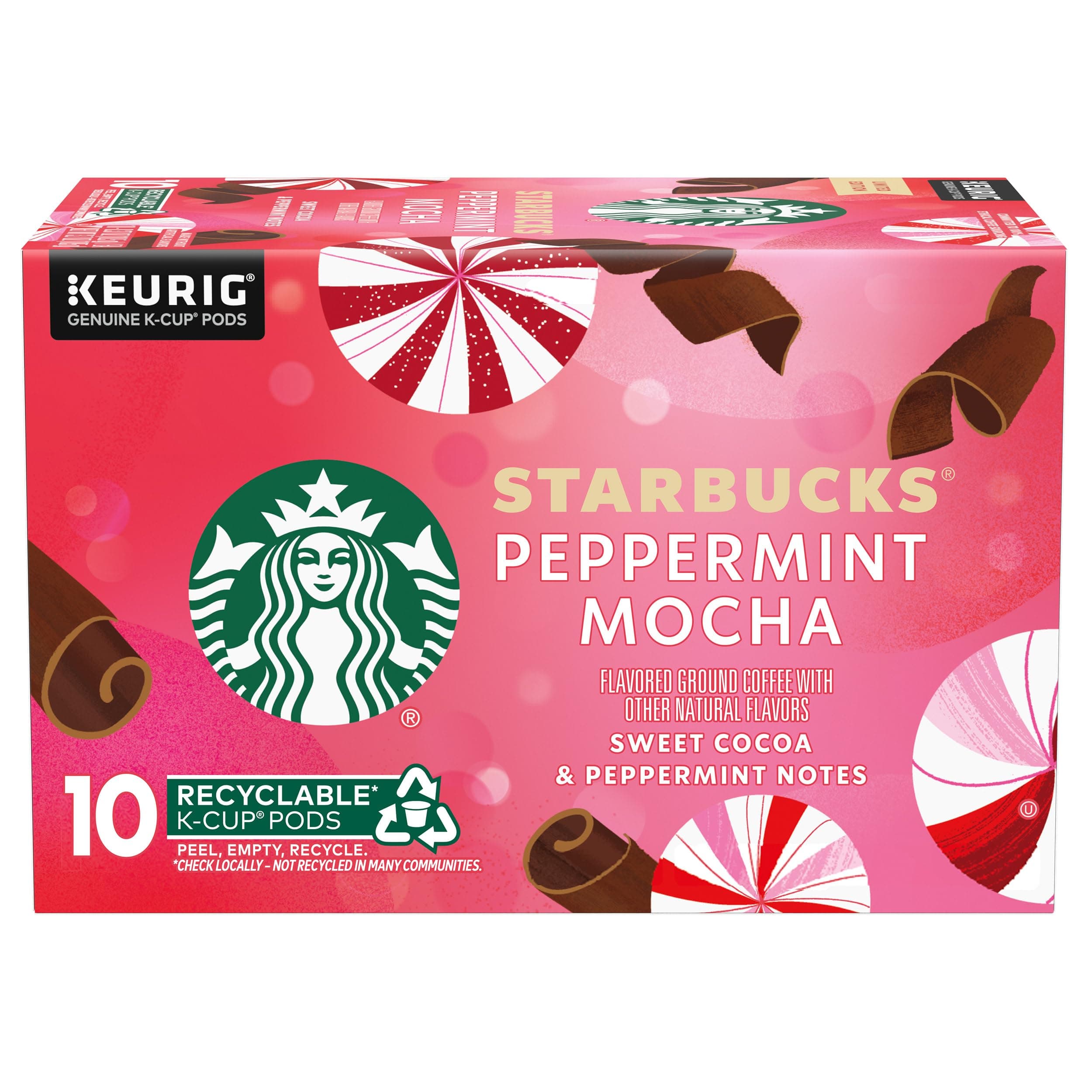 Starbucks Flavored K-Cup Coffee Pods — Peppermint Mocha for Keurig Brewers — 1 box (10 pods)