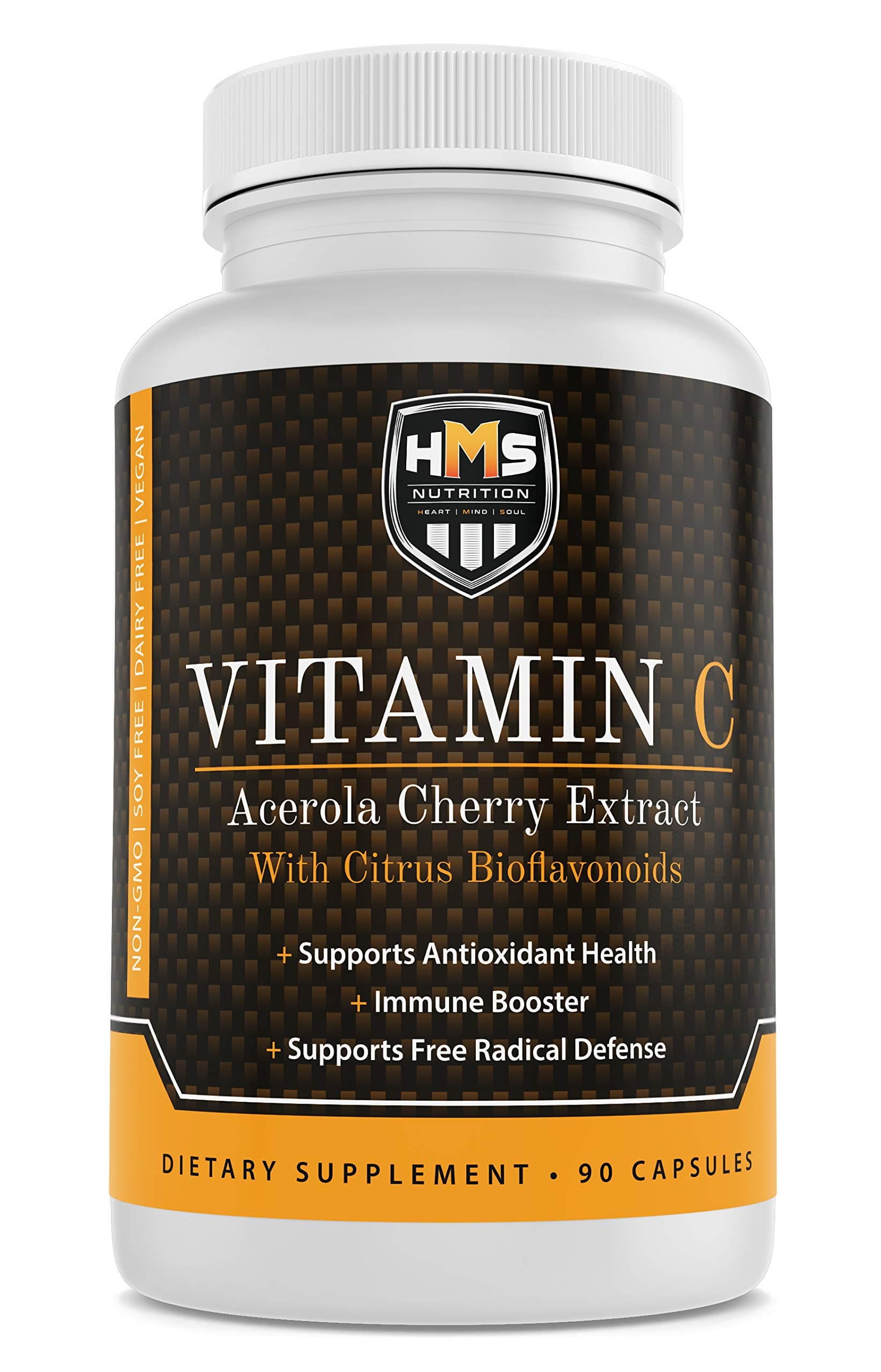 Acerola Cherry and Citrus Bioflavonoids Vitamin C Supplement - Supports Antioxidant Health, Immune Booster - Vegan, Organic - 90 Capsules, 90 Day Suply