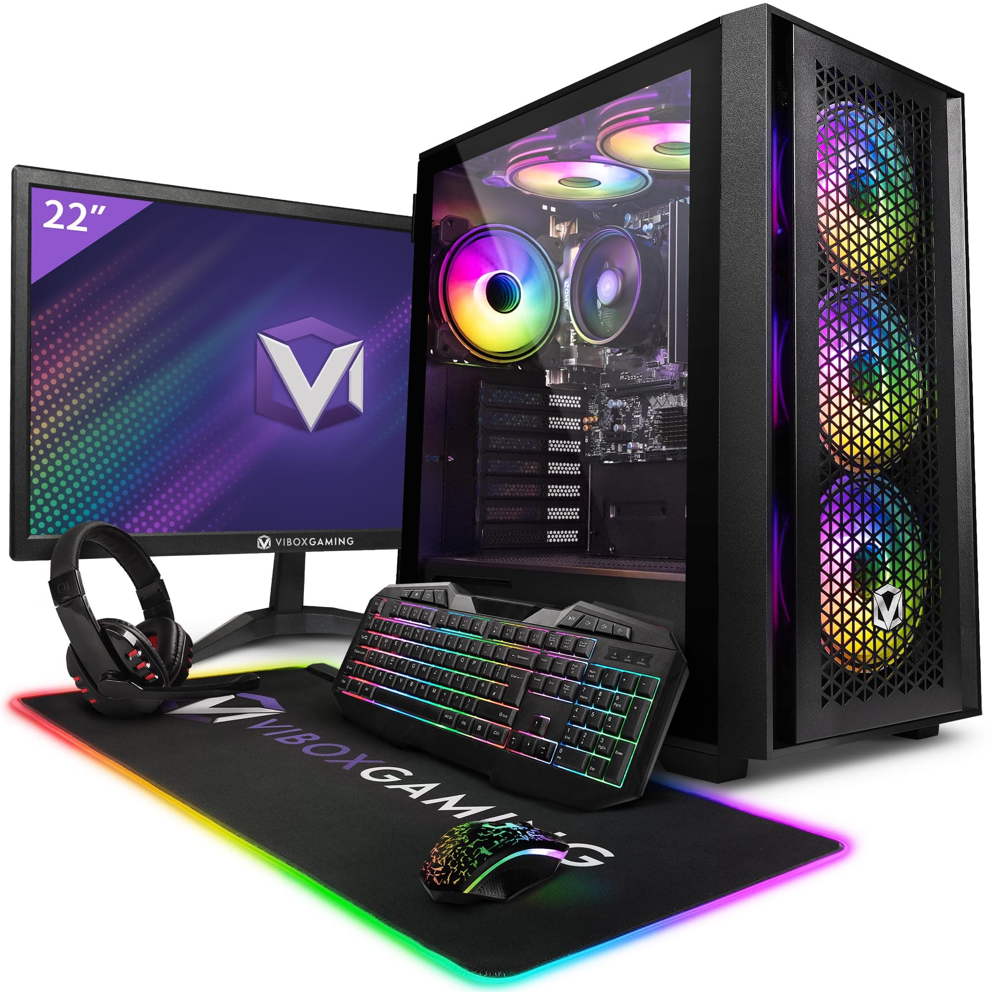 Vibox I-24 Gaming PC Bundle • AMD Ryzen 3 3200G 4.0GHz • Radeon Vega 8 • 16GB RAM • 500GB SSD • Windows 11 • 22" Monitor • WiFi