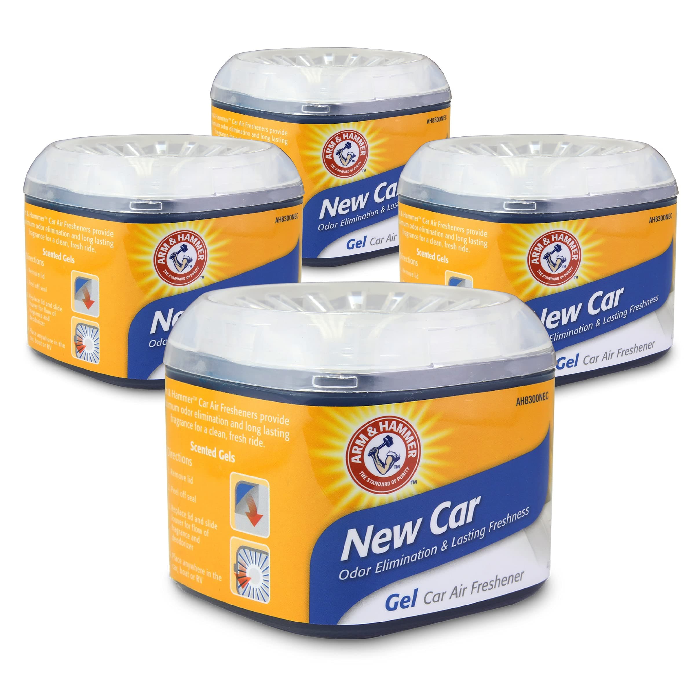 ARM & HAMMER AH8300NEC-12PK 4.5oz Gel Air Freshener, New Car, 12 Pack