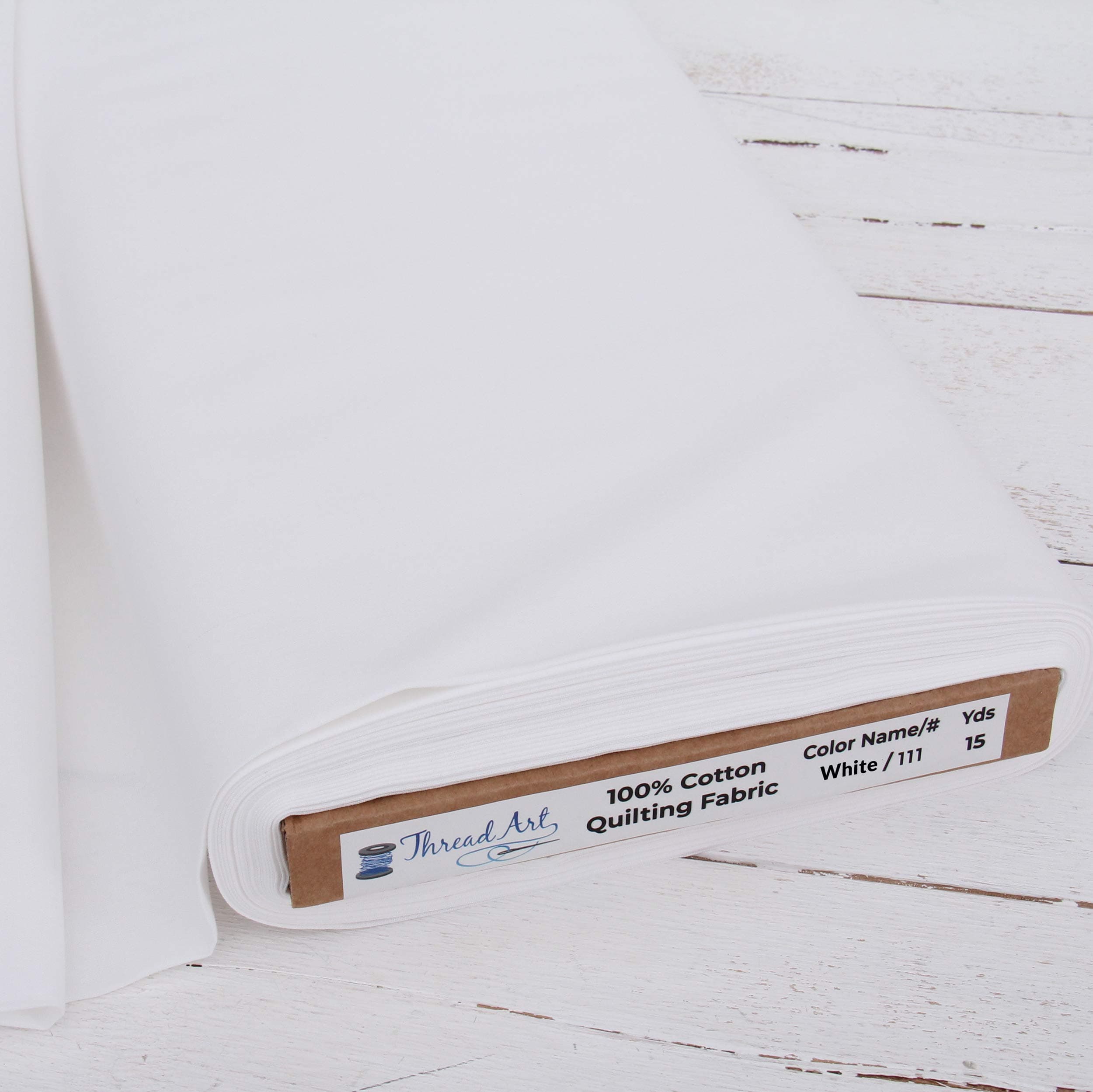 ThreadArt Premium Cotton Quilting Fabric Sold by The Yard - White - 44" Width - 100% Cotton - Quilting, Sewing, Crafts