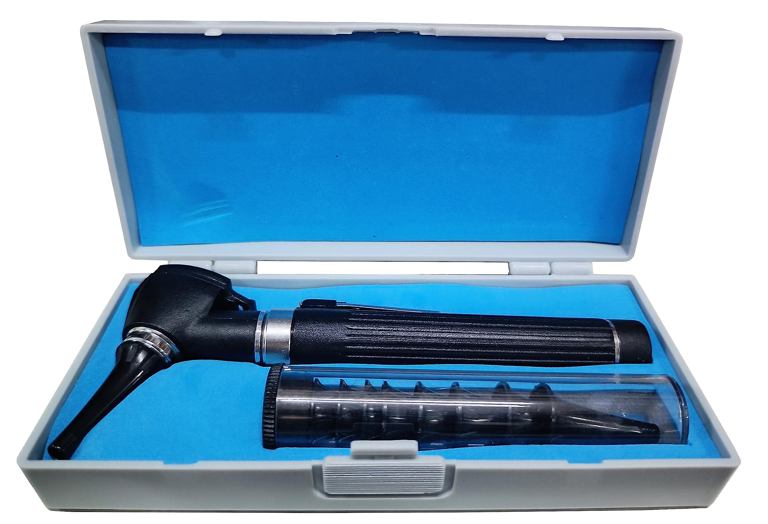 SMIC Fiber Optic Mini Pocket Otoscope Set LED Ear Scope Medical Diagnostic ENT Otoscope LED Portable Ear Otoscope with 8 Tips Case Cover (Black)