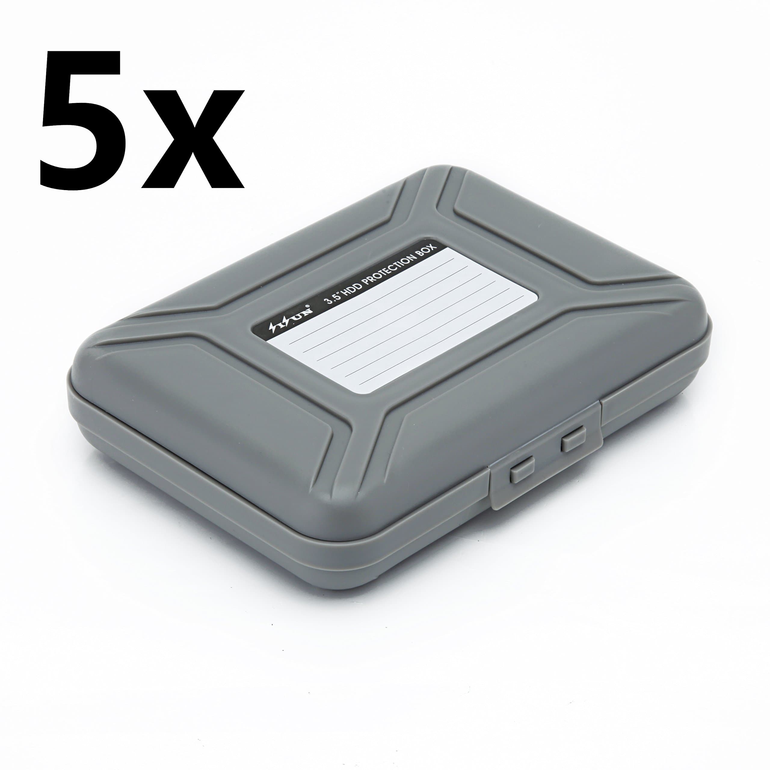 [5-Pack] SISUN 3.5 inch Anti-Static HDD Protector Case , 3.5 " Hard Drive protection Case - HDD Storage Box (5xGrey)