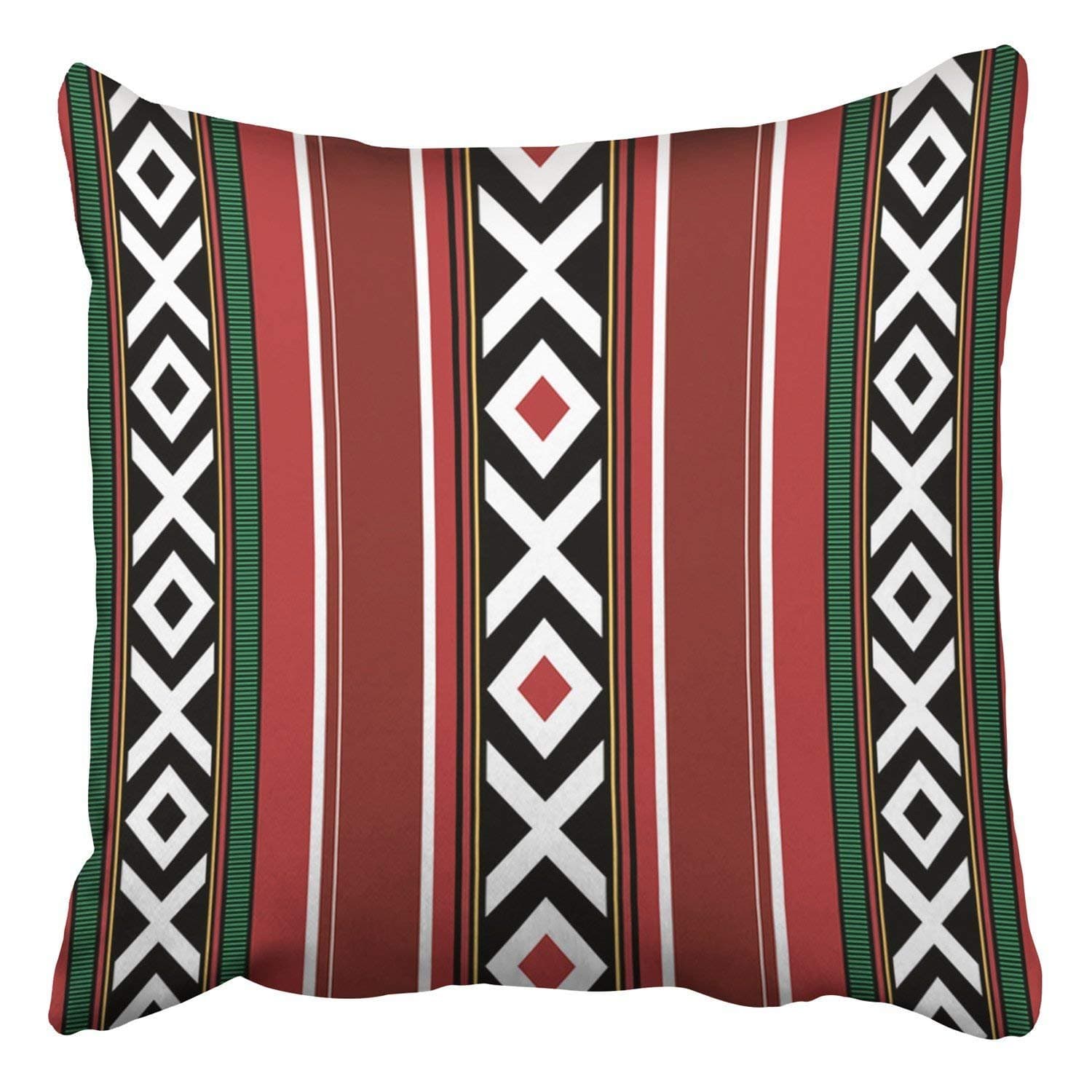 NDJHEH Detailed Vertical Motif Traditional Handmade Sadu Rug Decor Pillowcases Polyester 18 X 18 Inch Square Hidden Zipper Home Cushion Decorative Pillowcase