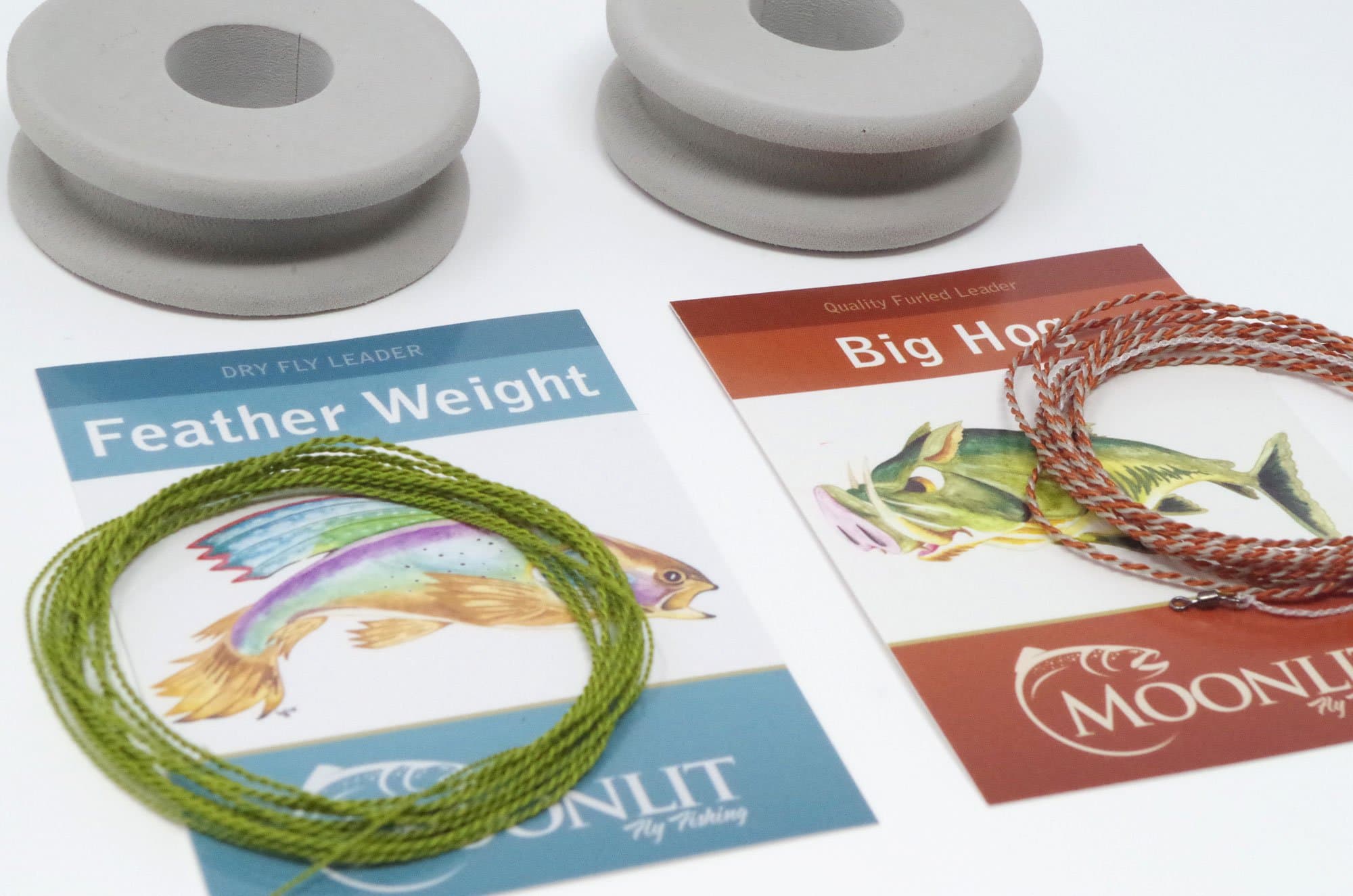 Dry Fly & Nymph Fly Fishing Leader Combo Pack | Featherweight & Big Hog furled Leaders (7-8wt)