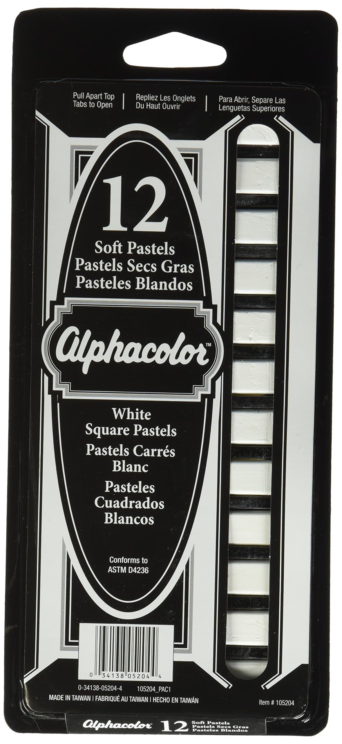 Derwent Alphacolor Soft Square Pastels, White, 12 per Set (105204)