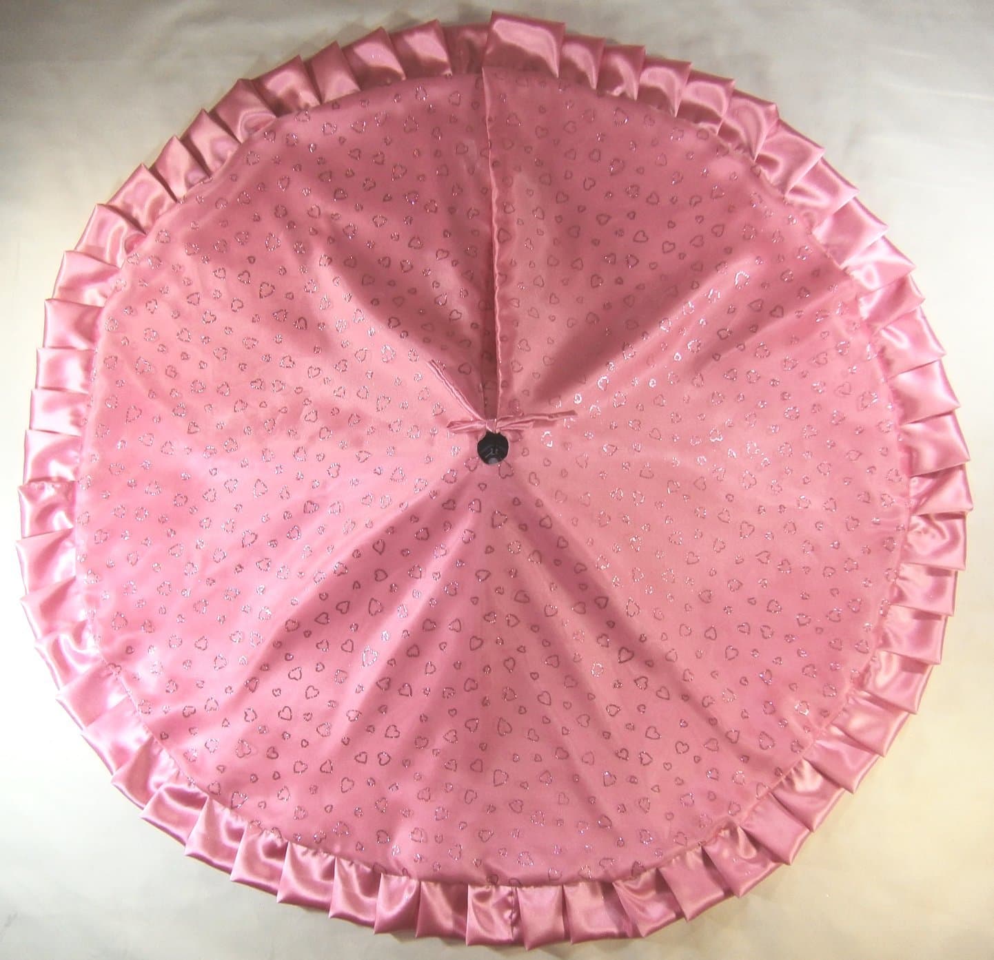 Valentine's Day / Christmas Tree Skirt, 47" Sparkly Rose Pink Hearts