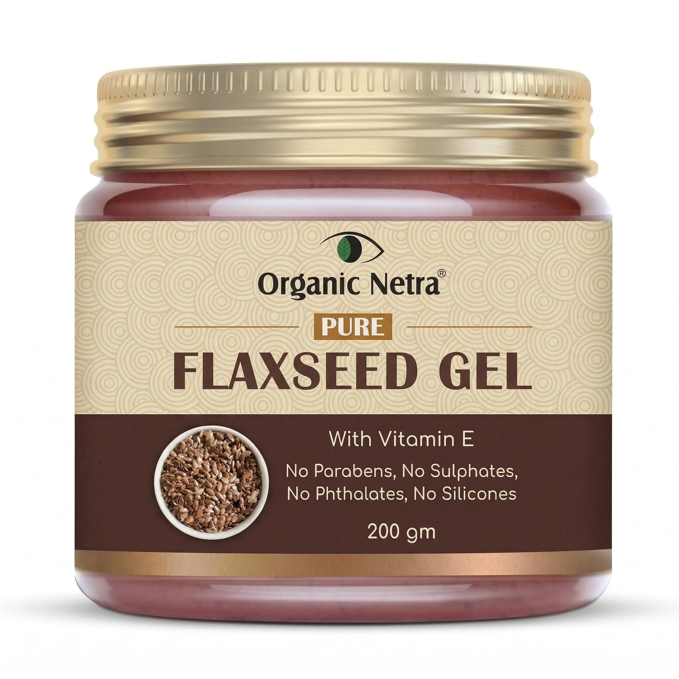 Organic Netra Pure Flaxseed Gel with Vitamin E for Hair and Skin Strengthens and Nourishes Curly Hair and Skin Health Safe for All Skin Types Reduces Fine Lines and Wrinkles 200g