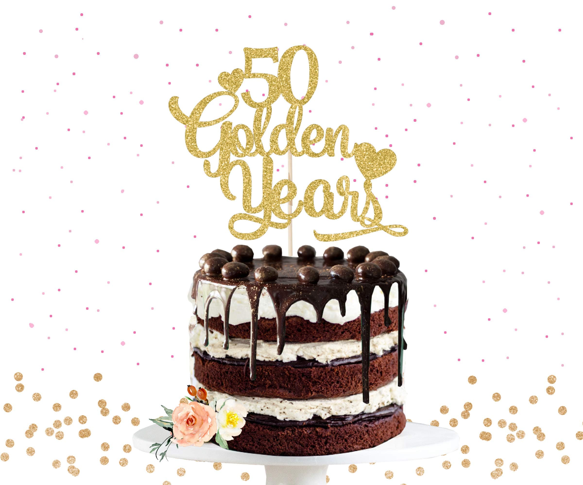 50th Anniversary Cake Topper, golden years cake topper, Anniversary cake topper, wedding cake topper