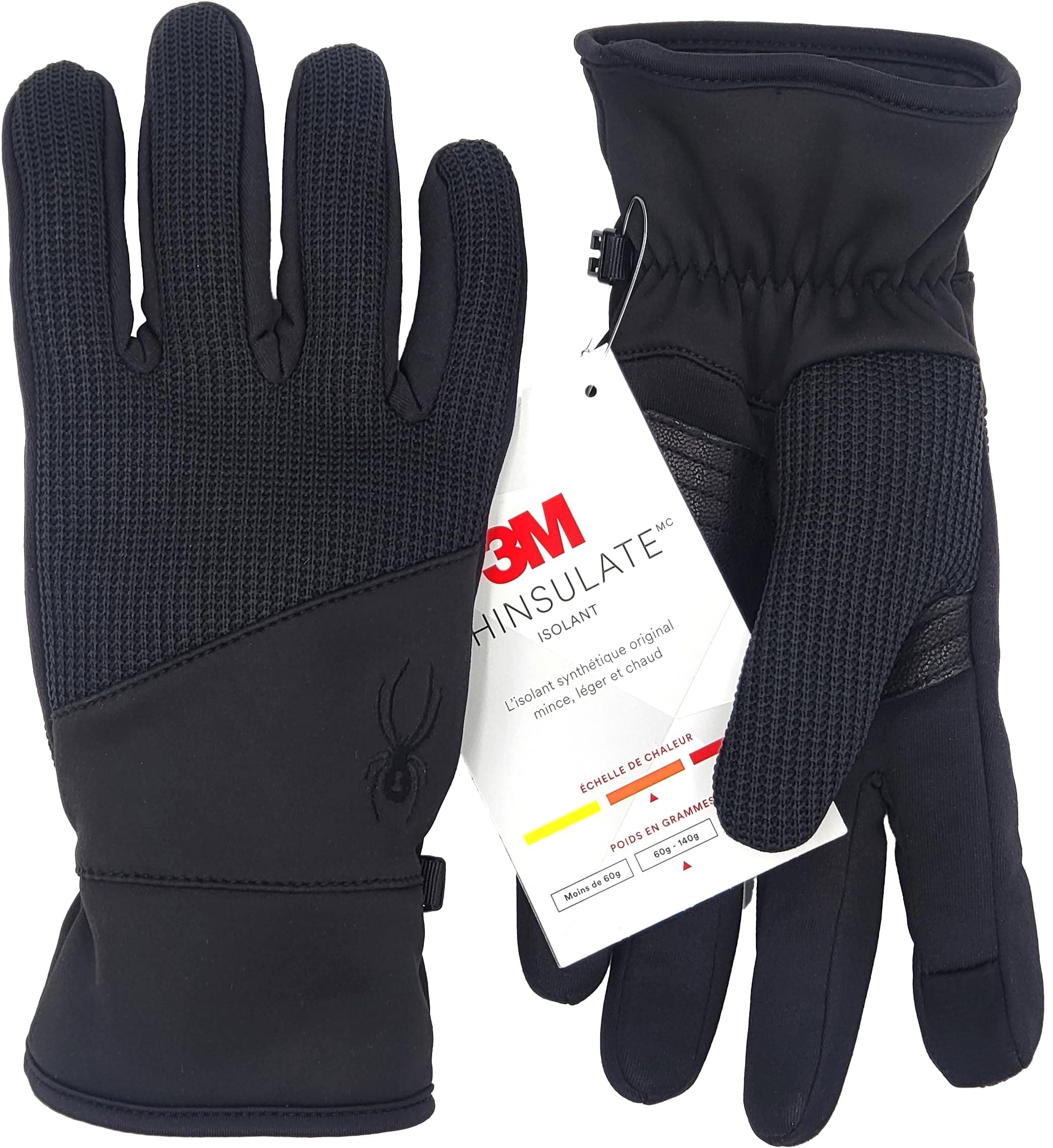 Core Conduct Gloves Touchscreen Compatible, Leather Palm Patch, 360 Degree Stretch, Sweater Knit Bonded