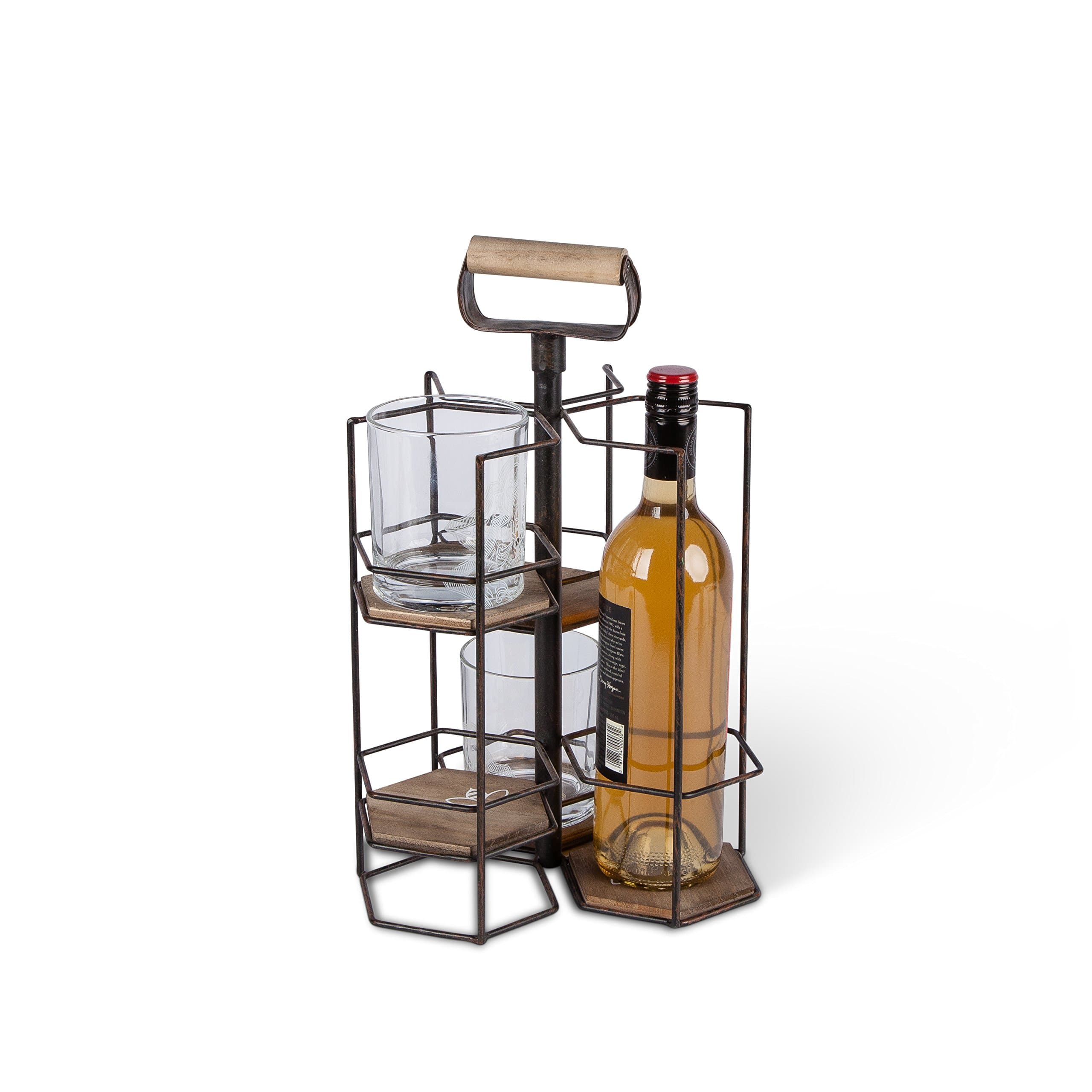 Lone Elm Whiskey Caddy, Black, 9.25" x 9.25" x 17.25"