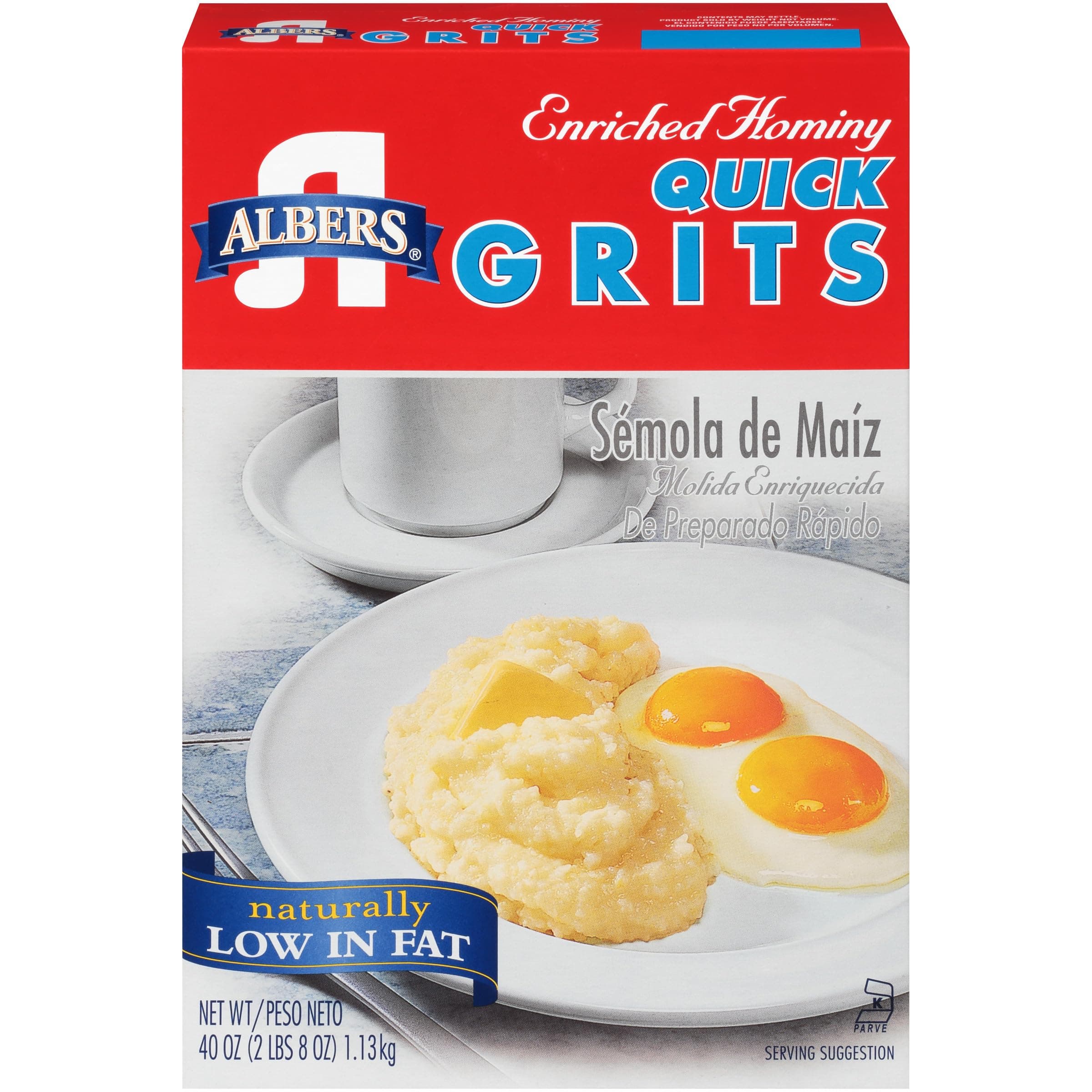 Albers Enriched Hominy Quick Grits, Naturally Low in Fat, 40 OZ Box (Pack of 2)