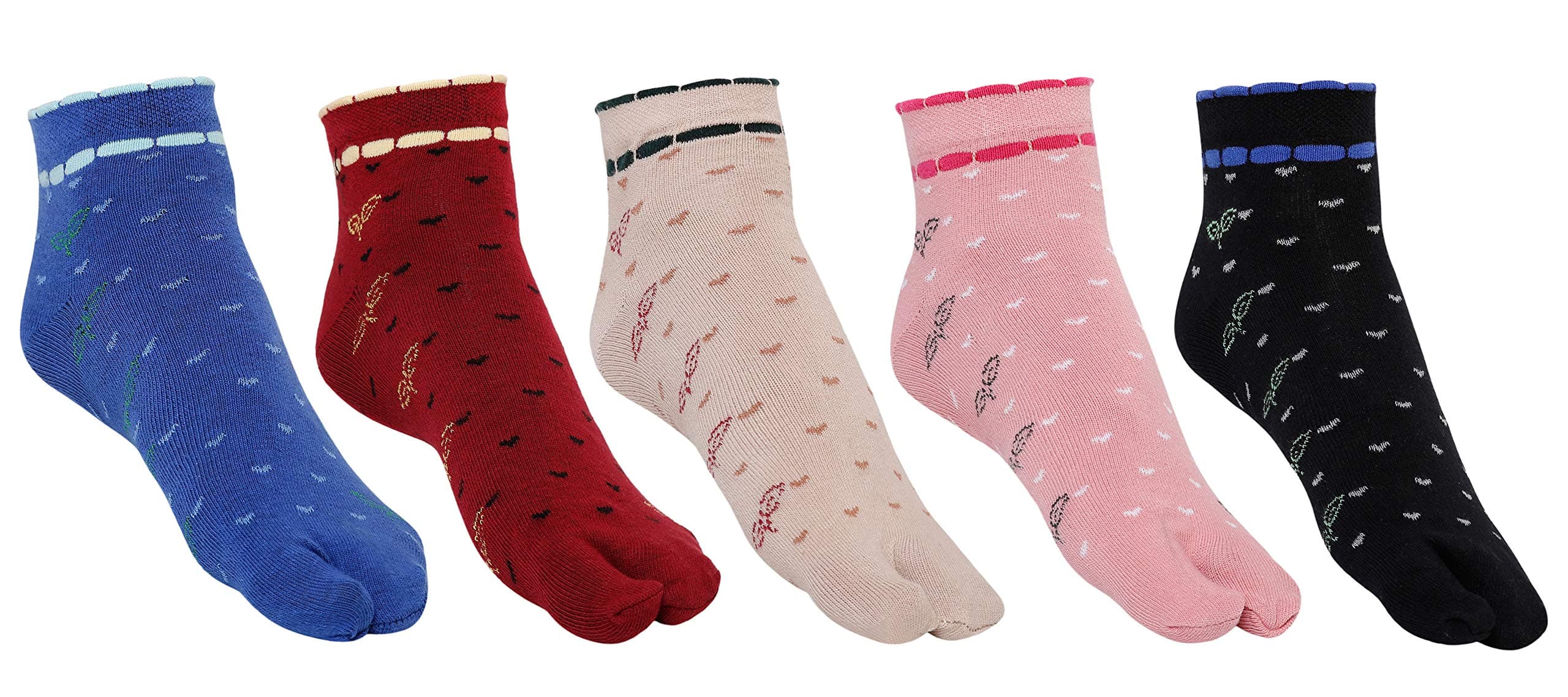 Women's Ankle Length Cotton Socks (Pack Of 5 Pairs) (SCS-WS-02_Multicolour)