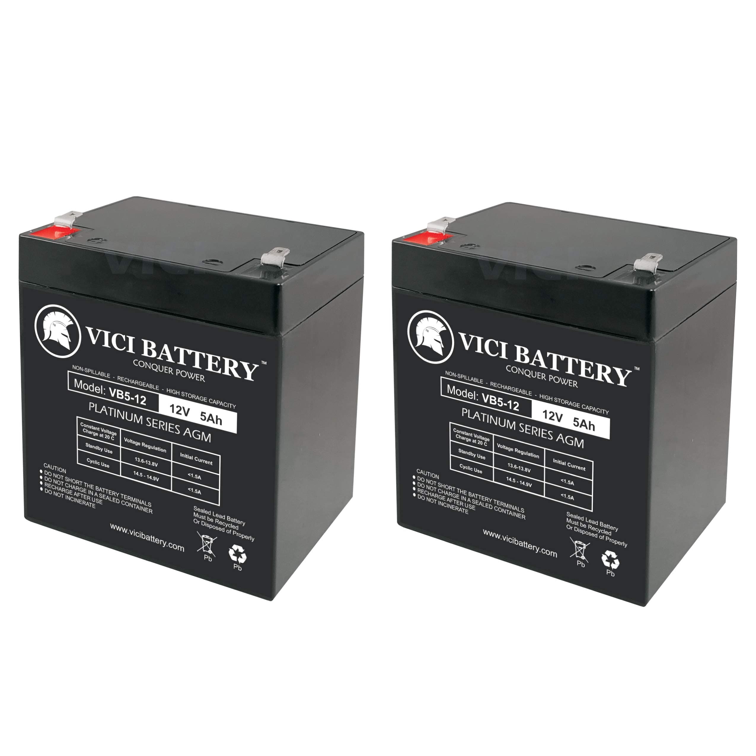 Vici Battery 12V 5AH SLA Battery Replacement for EB1250F2, ELB 1250A - 2 Pack Brand Product