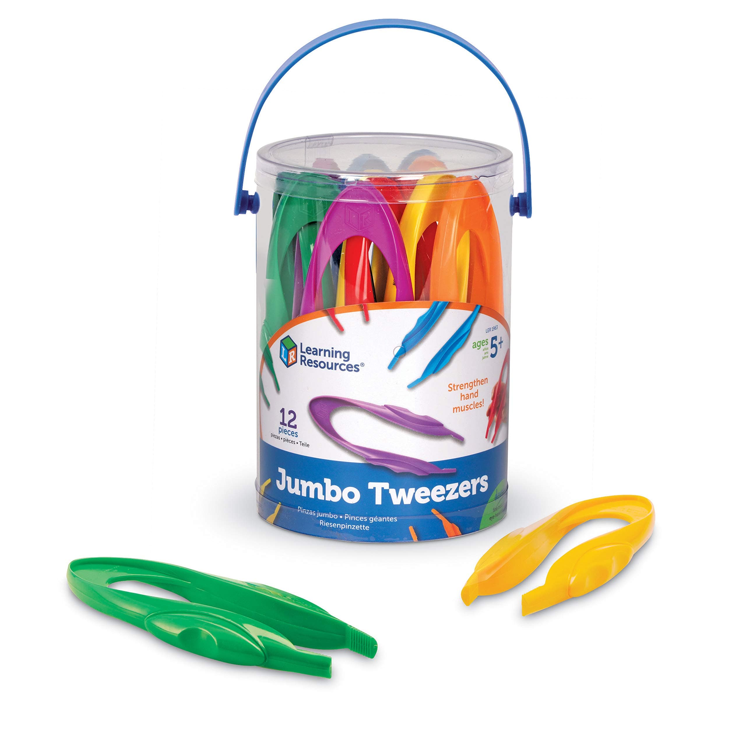 Learning Resources Jumbo Tweezers - Sensory Bin Tools , Water Table Toys, Montessori Grabber Tool, School and Teacher Supplies, Toddler Activities, Fine Motor, Daycare Essentials