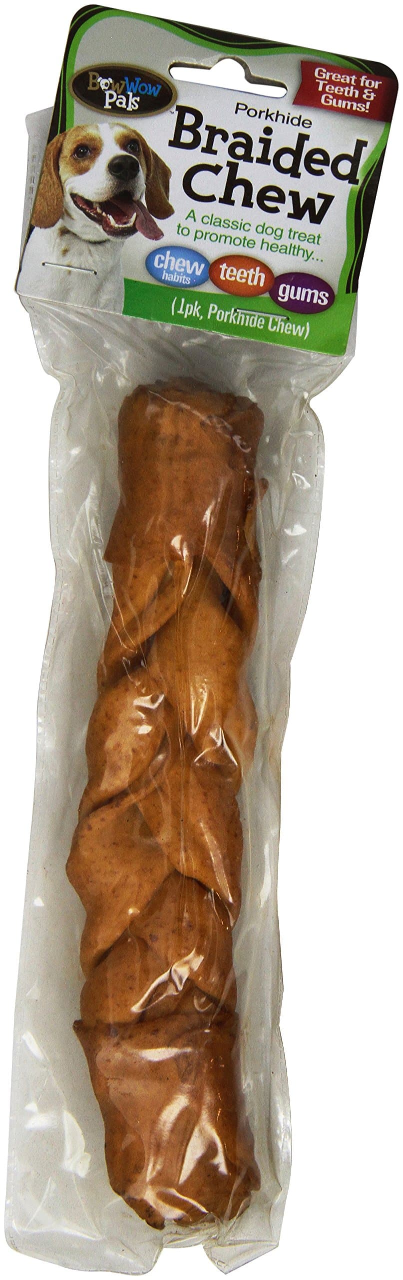 Bow Wow Porkhide Braided Chew, 1-Pack 8-Inch