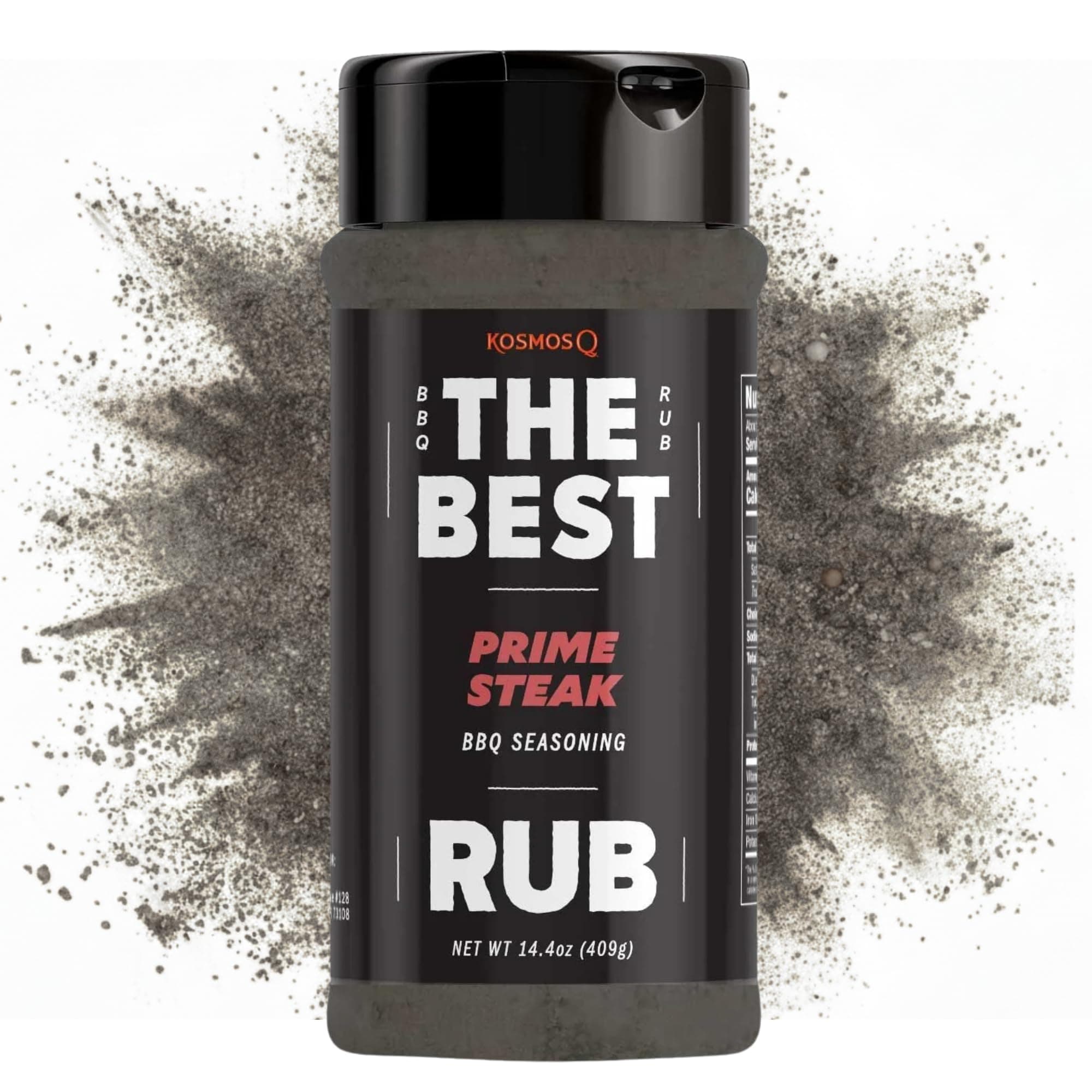 The Best Prime Steak Rub, Bold BBQ Meat Dry Rub & Steak Seasoning with Garlic, Onion, Spices & Smoke Flavor, For Ribs, Pork Chops, Chuck Roast, Brisket & More, 14.4 Oz Shaker Bottle