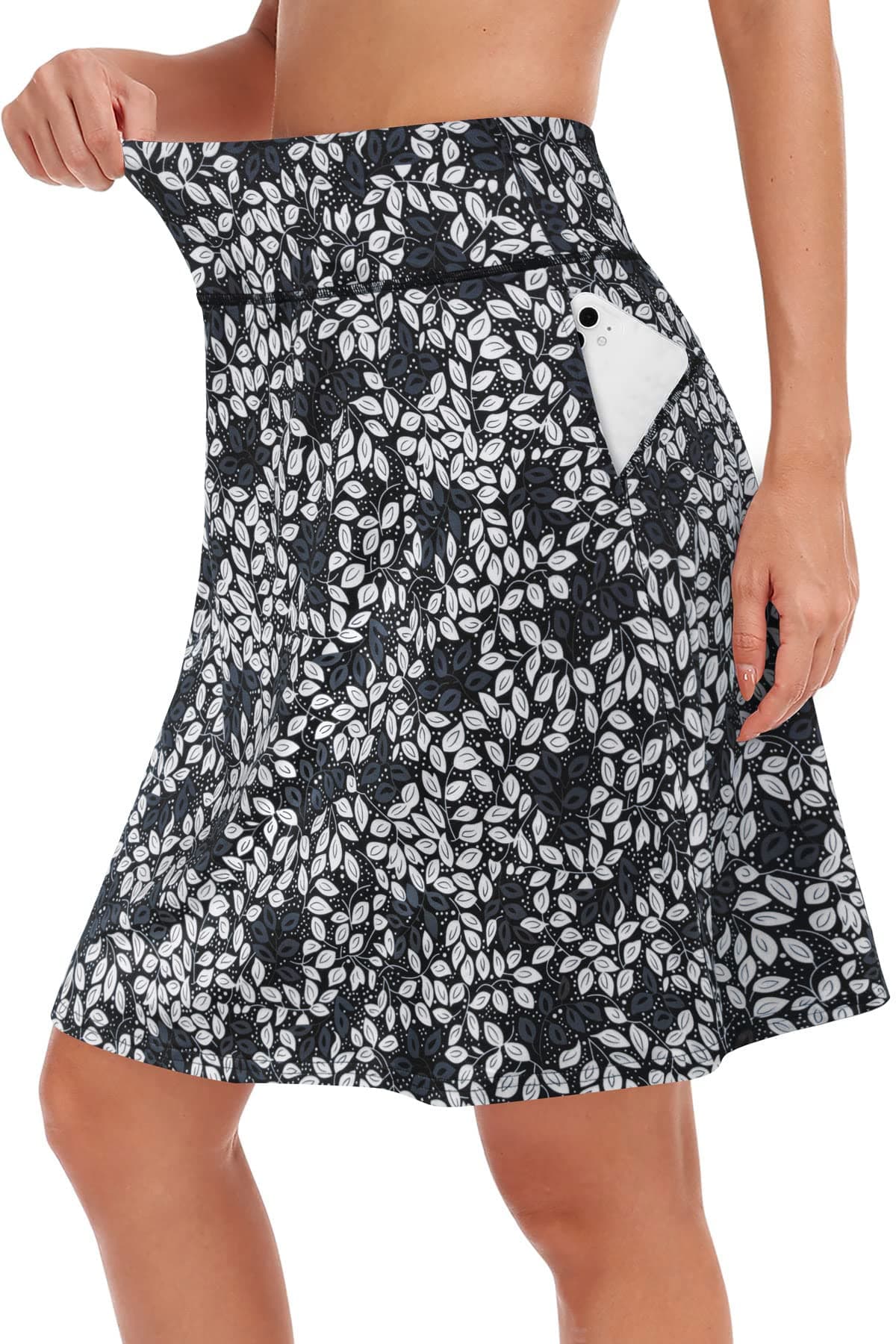 20" Knee Length Skorts Skirts for Women, High Waisted Tennis Athletic Skirt with Zipper Pocket