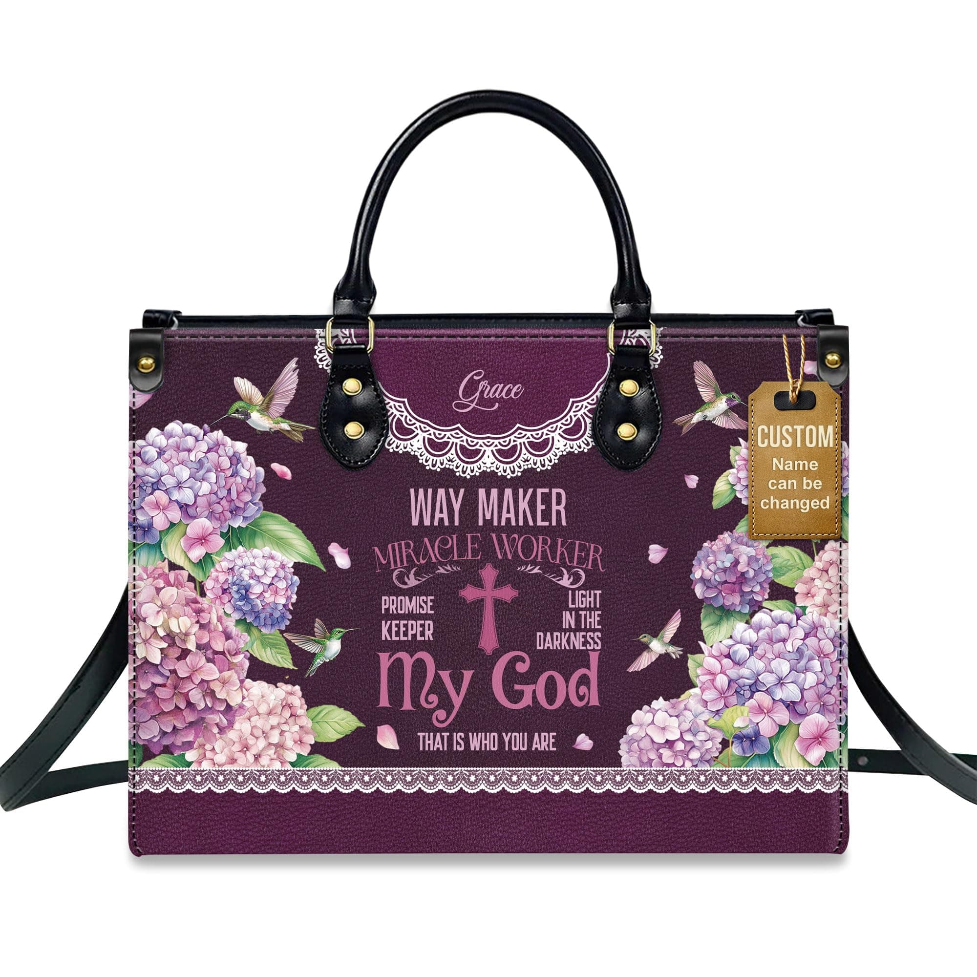 Personalized Leather Handbag for Women, Custom Name Church Bag, Christian Gifts, Christmas Gifts for God Lovers