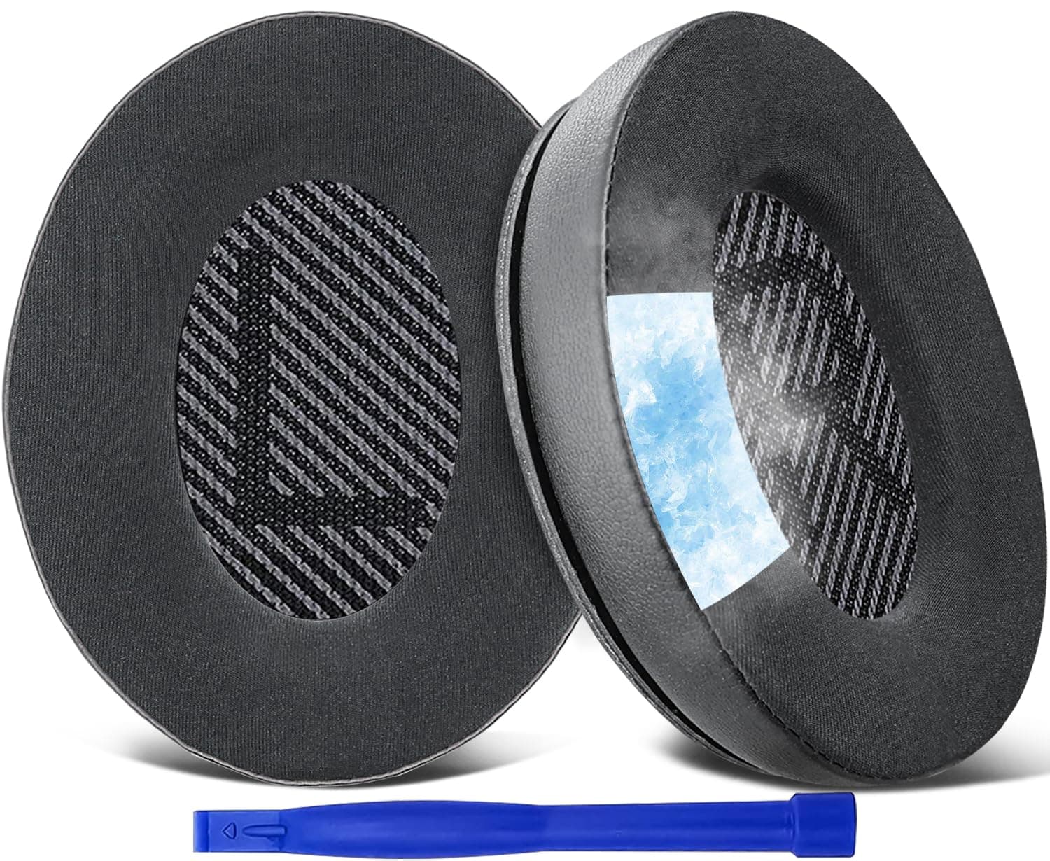 SoloWIT Cooling-Gel Replacement Ear Pads for Bose QuietComfort 35 (QC35) and Quiet Comfort 35 II (QC35 II) Over-Ear Headphones, Earpads Cushions with Ice Silk Fabric - Black