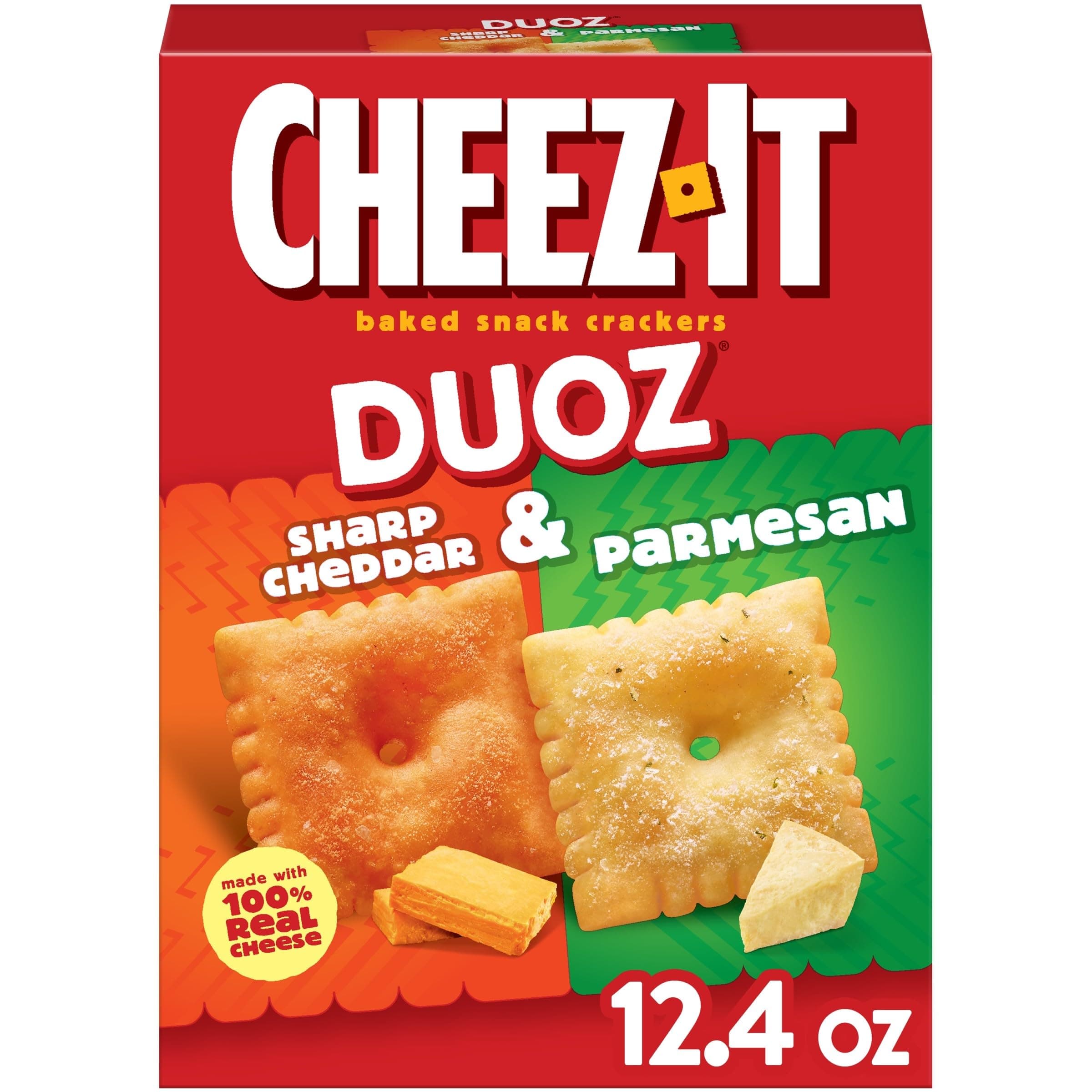 Cheez-It DUOZ Baked Snack Cheese Crackers, Sharp Cheddar and Parmesan, 12.4 oz/351 g One Box